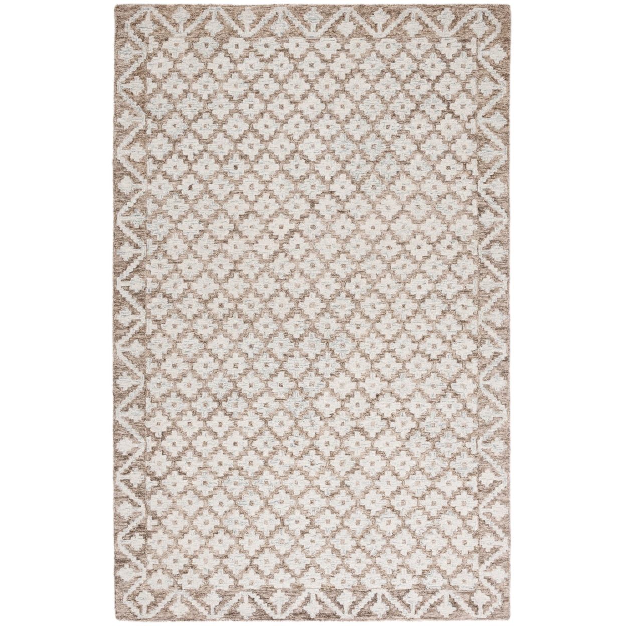 Handmade Beige and Sage Wool Tufted 6' Square Rug