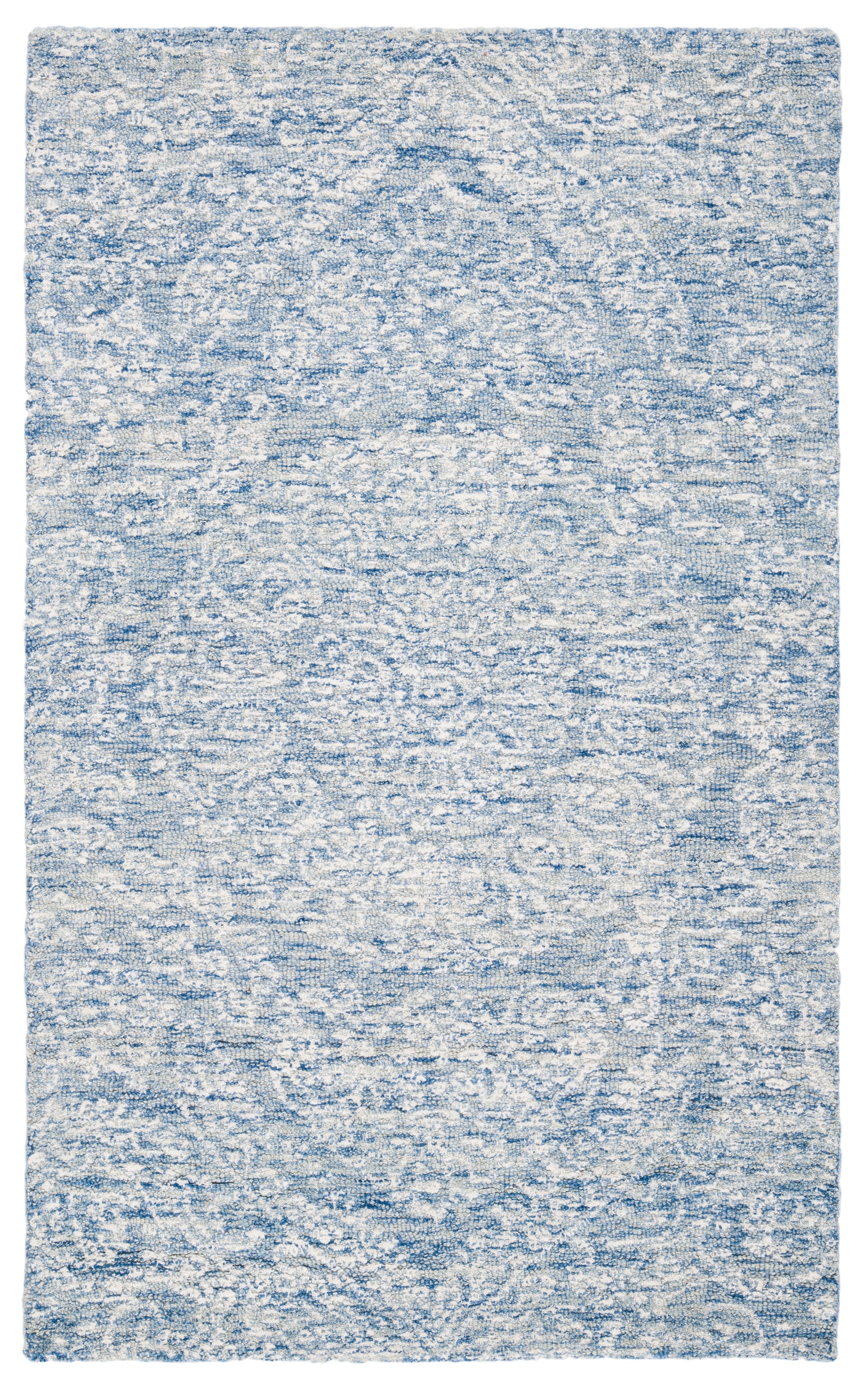 Handmade Blue Floral Wool 4' x 6' Area Rug