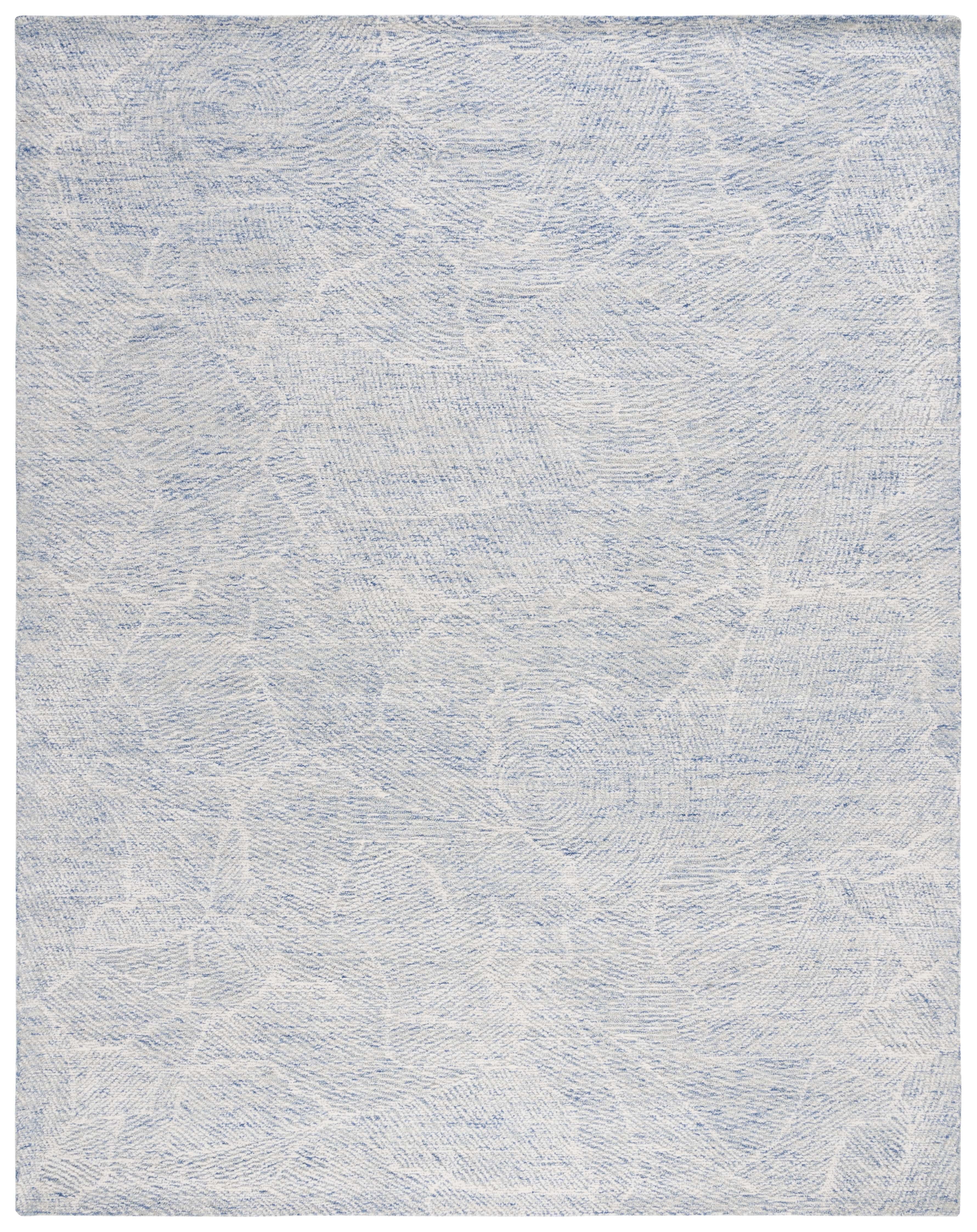 Ivory and Blue Hand-Tufted Wool 9' x 12' Area Rug