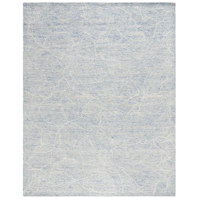 Ivory and Blue Hand-Tufted Wool 9' x 12' Area Rug