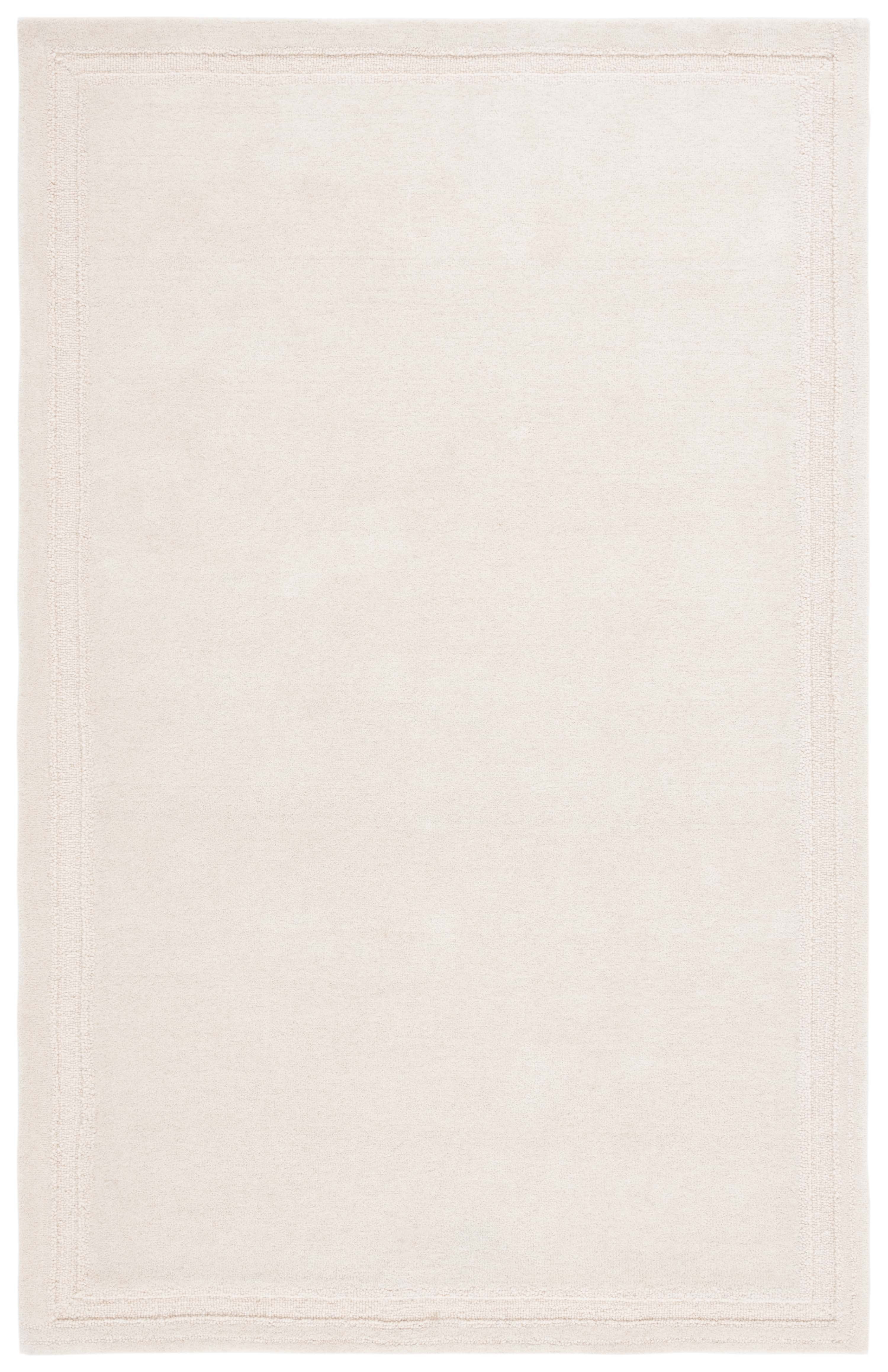 Ivory Tufted Handmade Wool Rectangular Area Rug, 3' x 5'