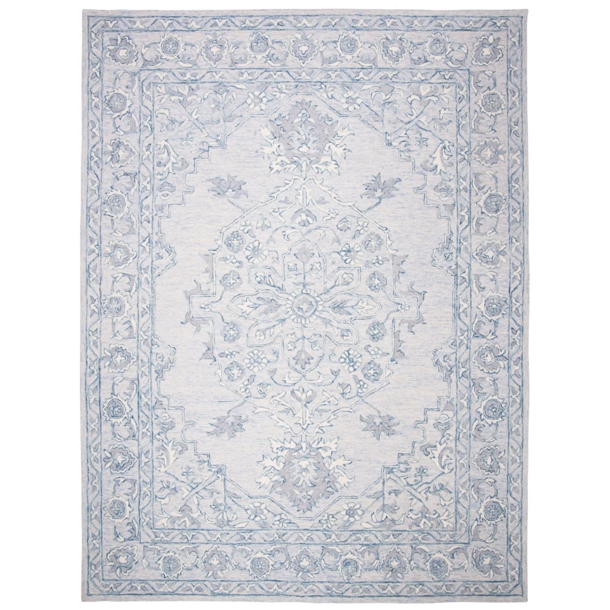 Hand-Tufted Elegance Light Blue & Ivory Wool Area Rug, 8' x 10'