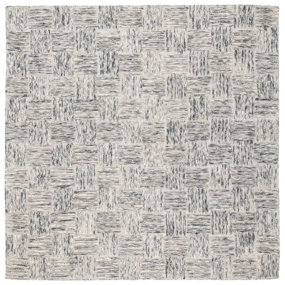 Elegant Gray Square Tufted Wool Rug, Handmade - 59" x 59"