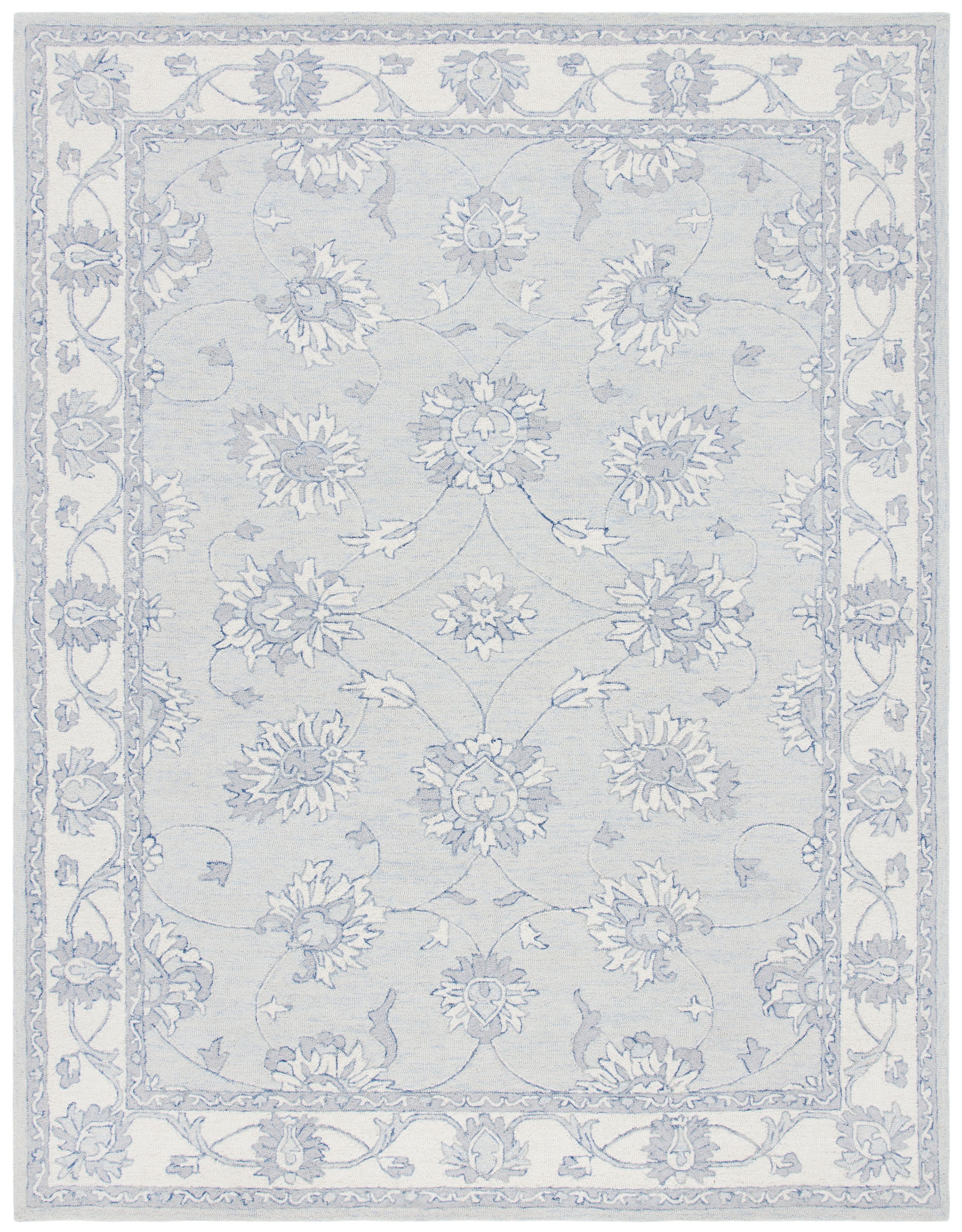 Handmade Light Blue Wool Medallion 8' x 10' Tufted Rug