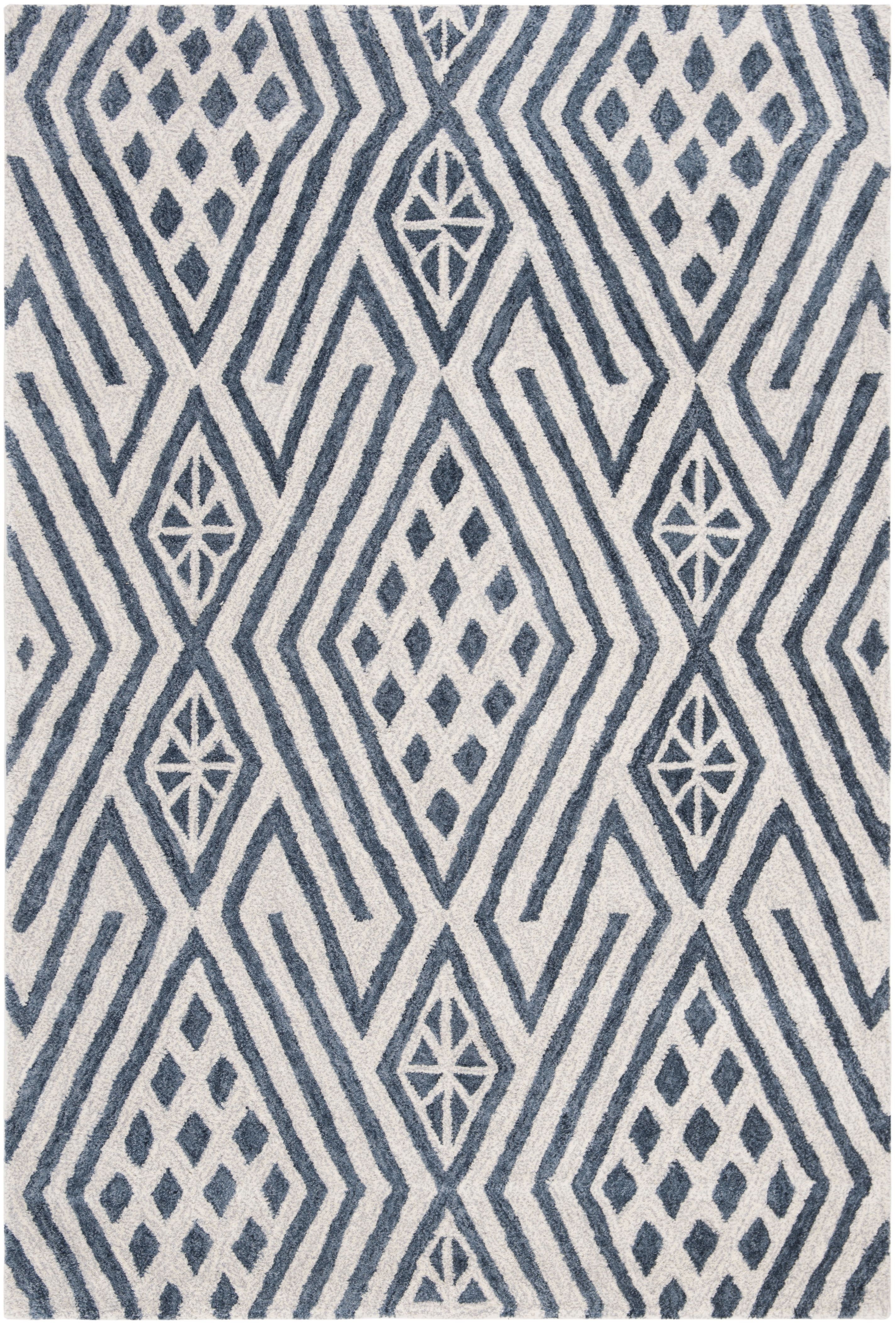 Handmade Tufted Woolen Elegance Blue Rectangular Rug