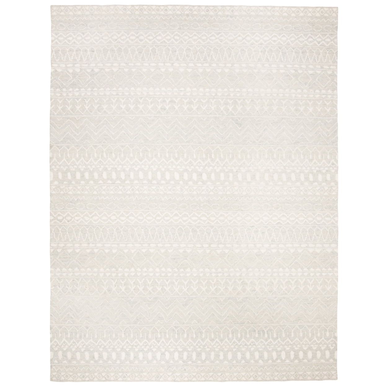 Handmade Tufted Aqua/Ivory Wool Rectangular Rug