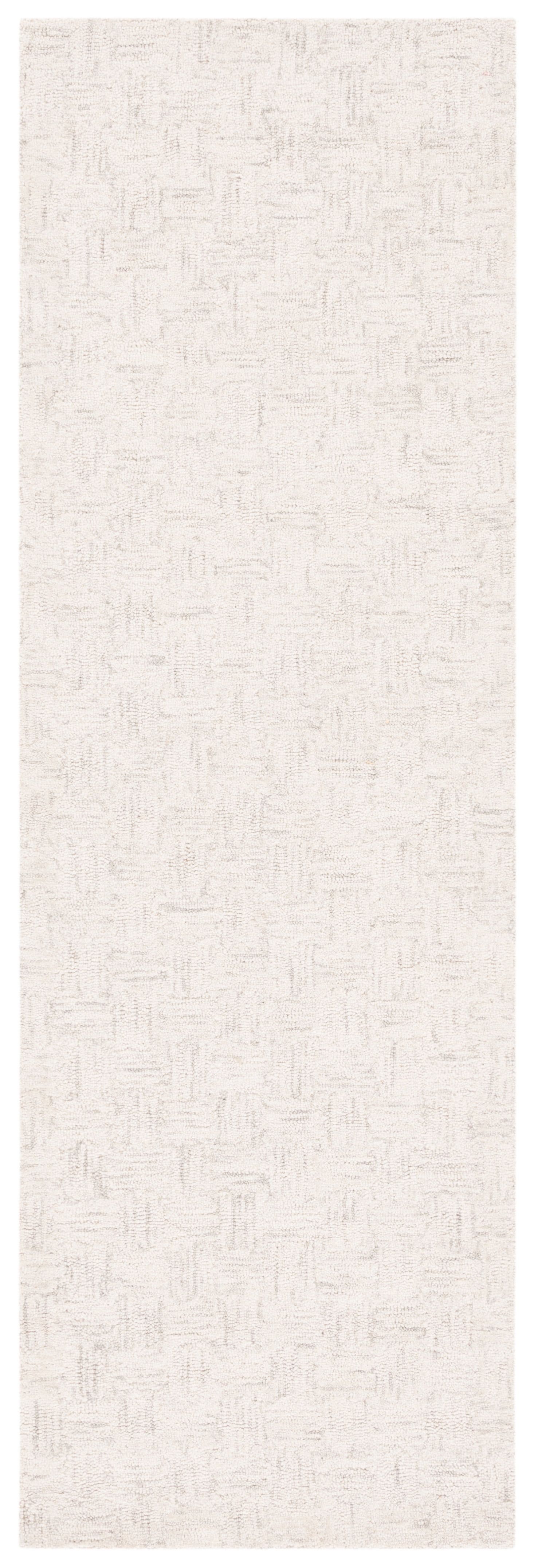 Light Grey and Ivory Hand-Tufted Wool Runner Rug