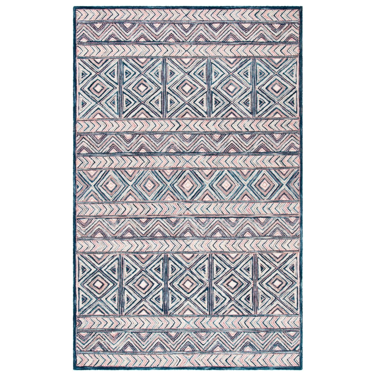 Handmade Transitional Tufted Wool Rug in Blue - 4' x 6'