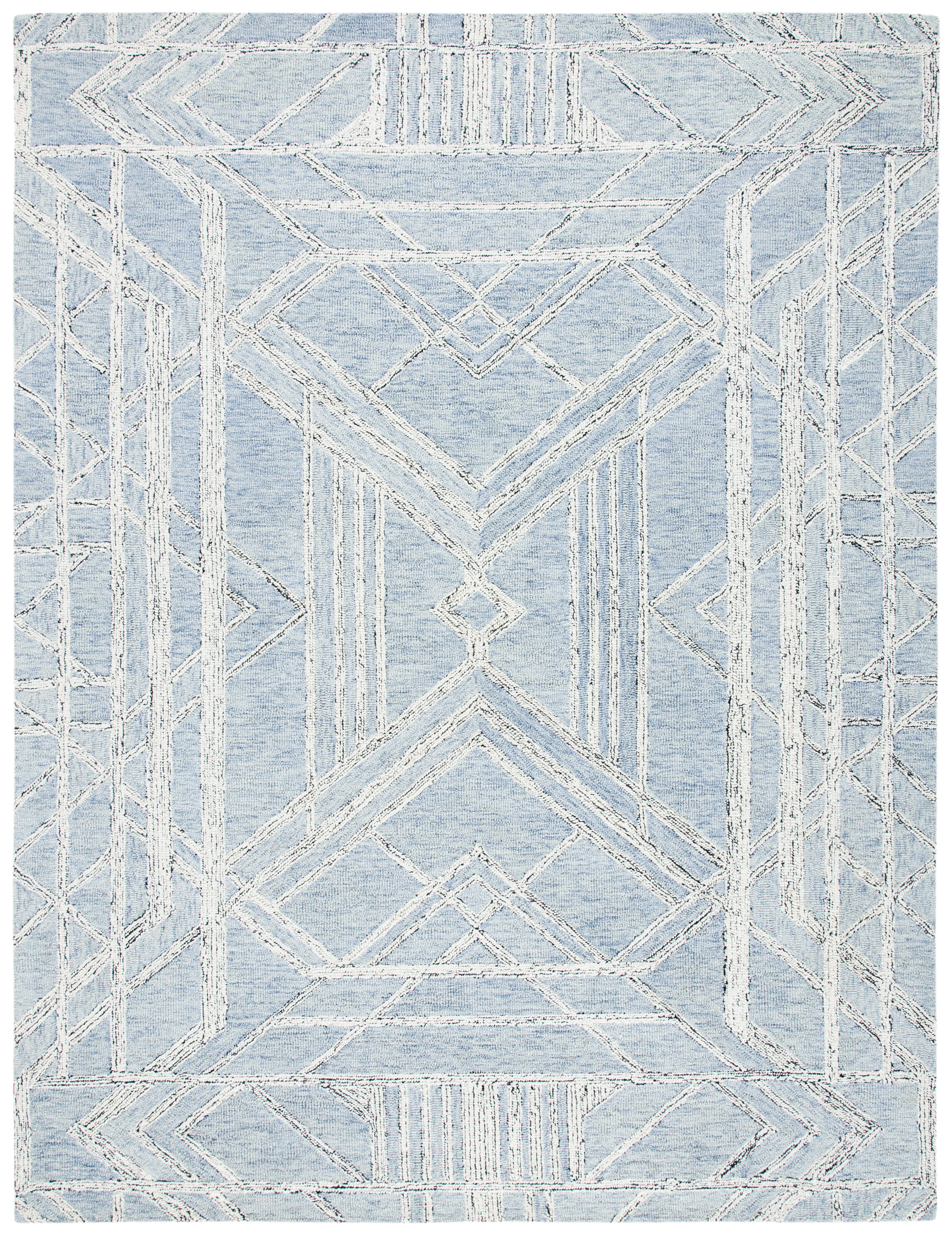 Handmade Light Blue Wool Tufted Area Rug 8' x 10'