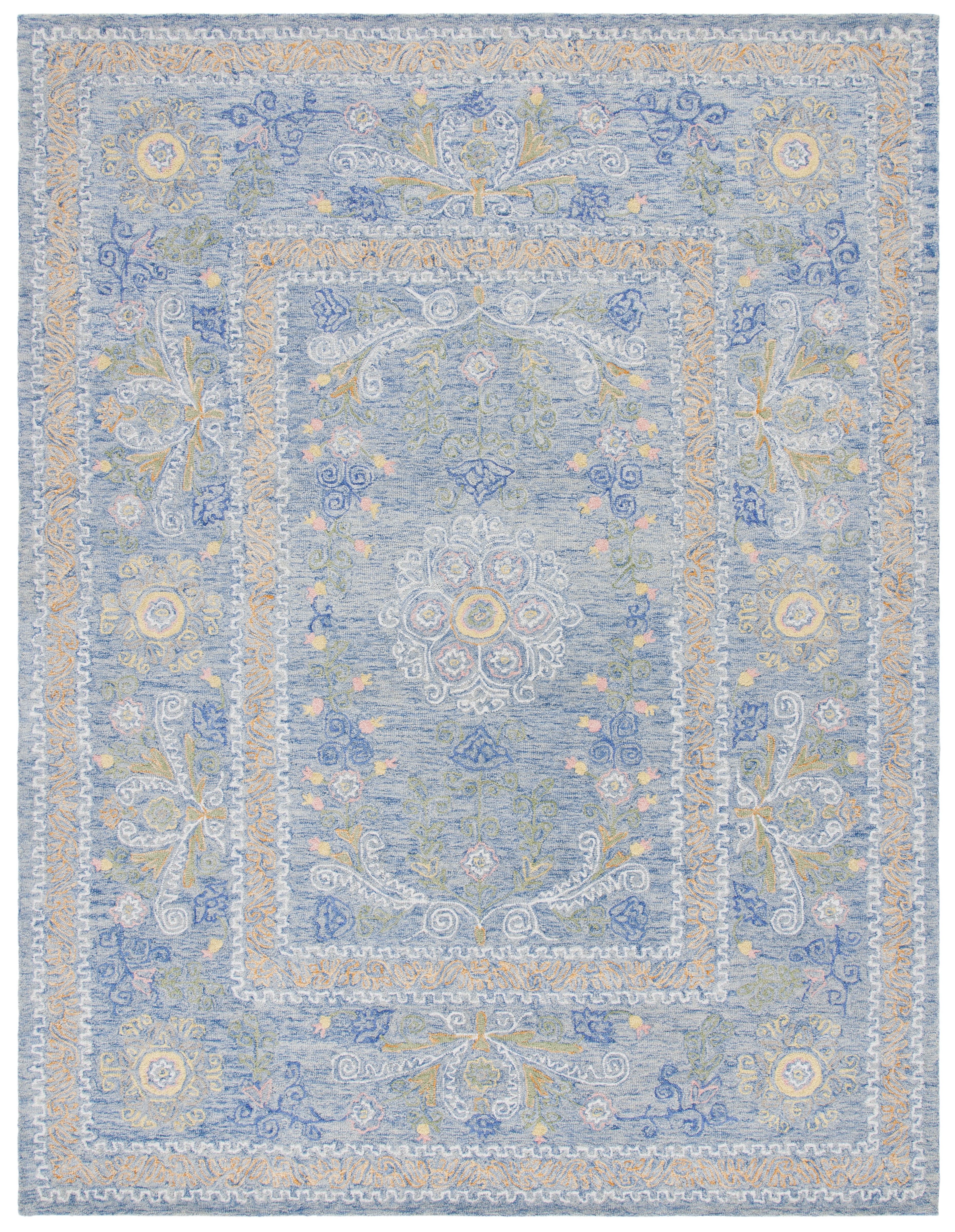 Handmade Blue Wool 9' x 12' Tufted Area Rug