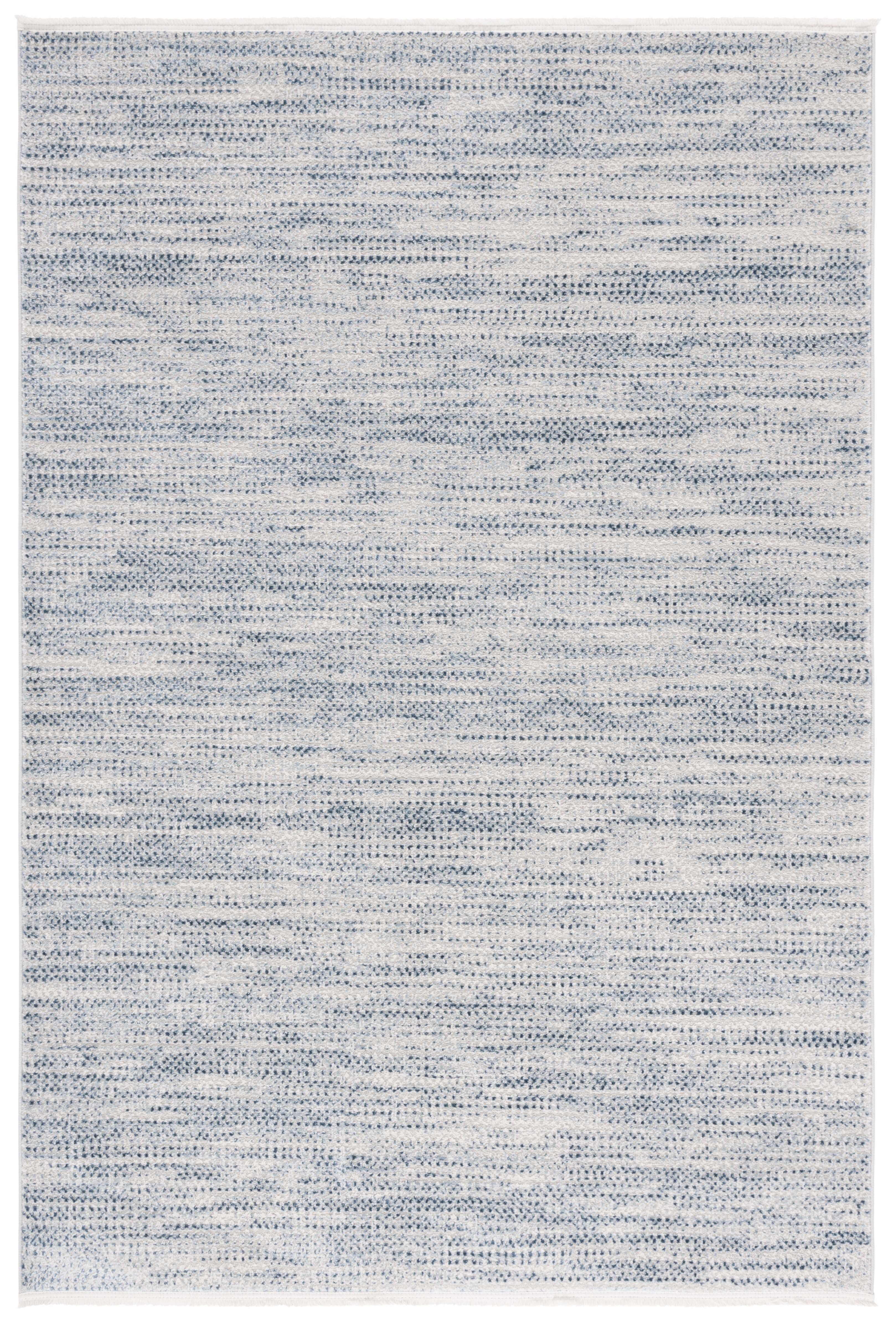 Mila Blue and Ivory Abstract Polyester Area Rug 5'3" x 7'6"