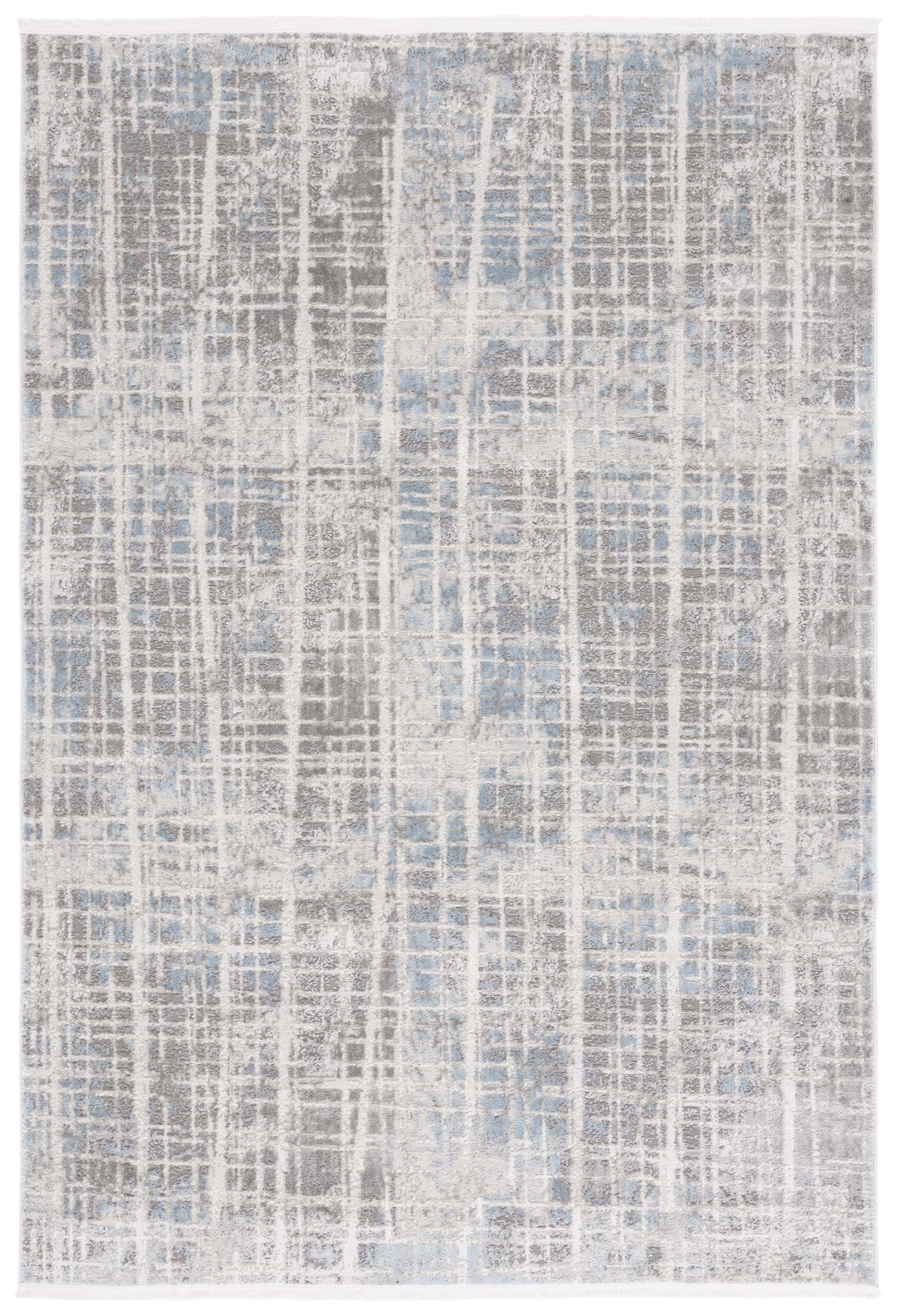 4' x 6' Grey and Light Blue Abstract Synthetic Rug