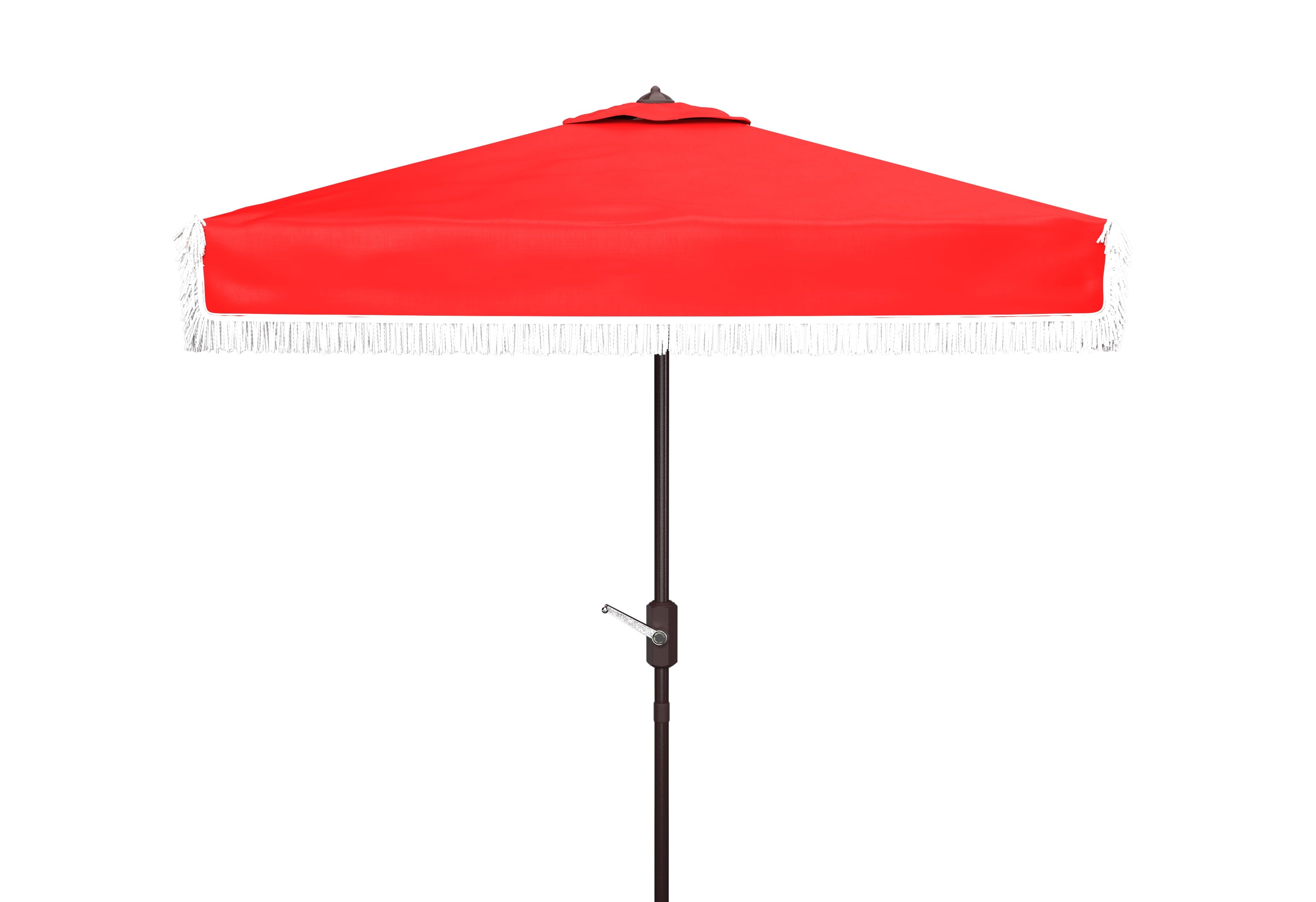 Milan Red Fringe 7.5' Square Crank Umbrella