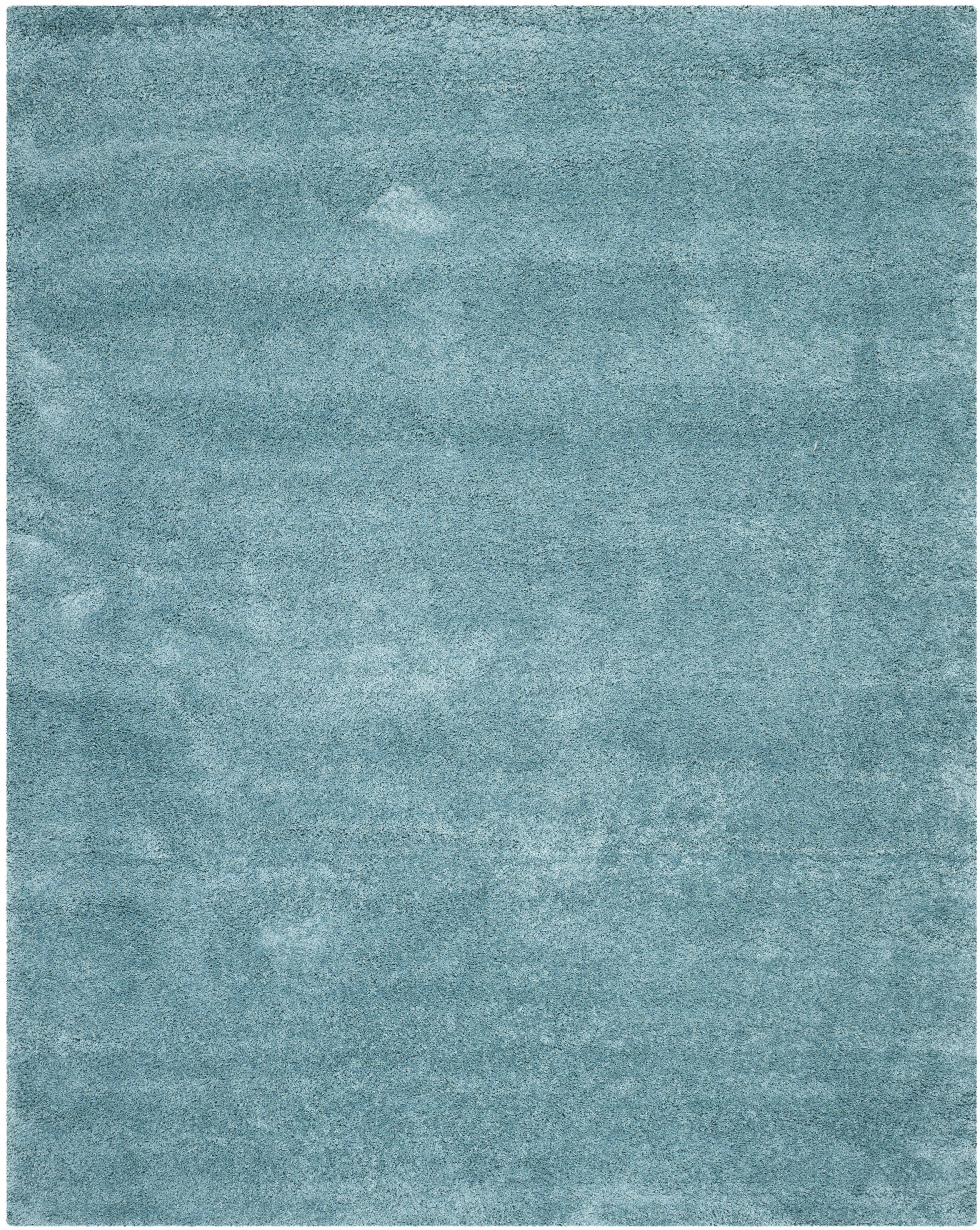 Aqua Blue Tufted Shag Rectangular Rug, 10' x 14', Easy Care Handmade