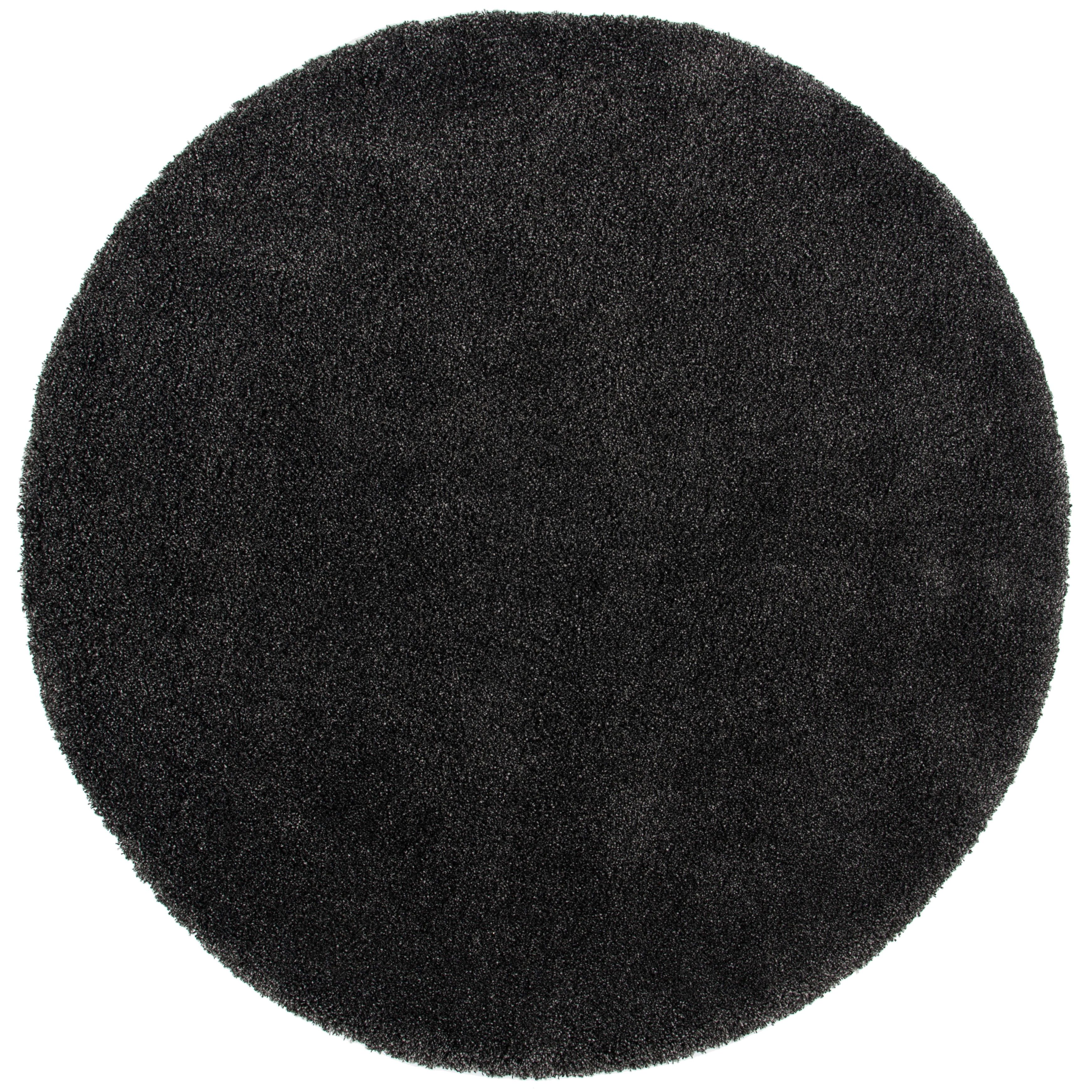 Milan Dark Grey Round Shag Rug with Synthetic Fibers