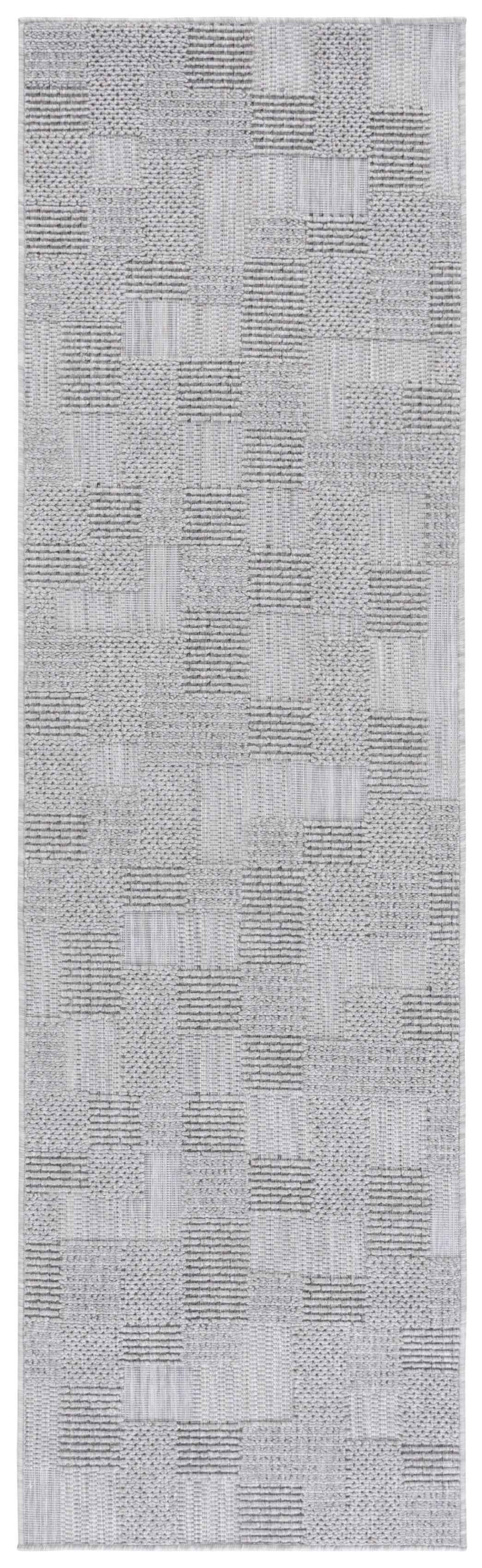 Gray Geometric Synthetic Easy Care Runner Rug, 2'3" x 8'
