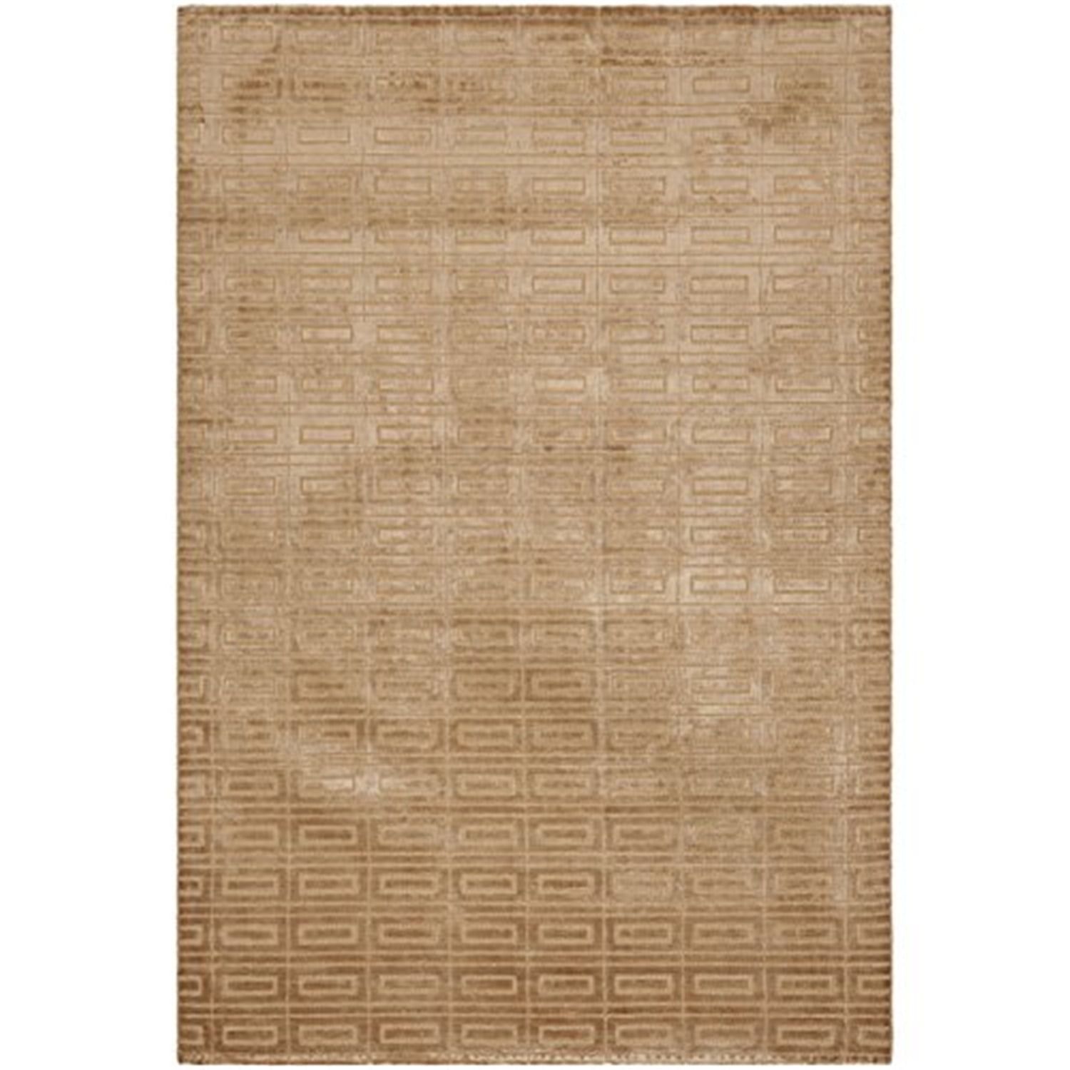 Camel Geometric Hand-knotted Wool and Viscose 8' x 10' Area Rug