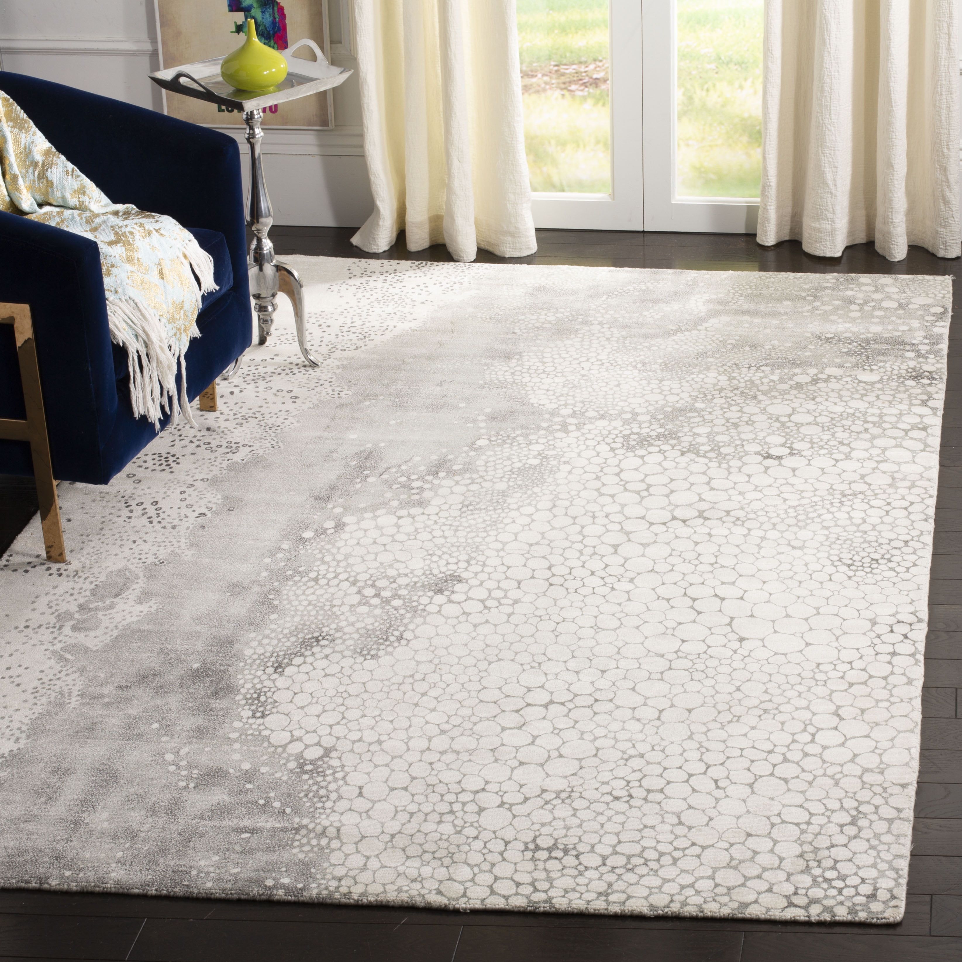 Luxe Breeze Hand-Knotted Gray Wool & Viscose 9' x 12' Area Rug