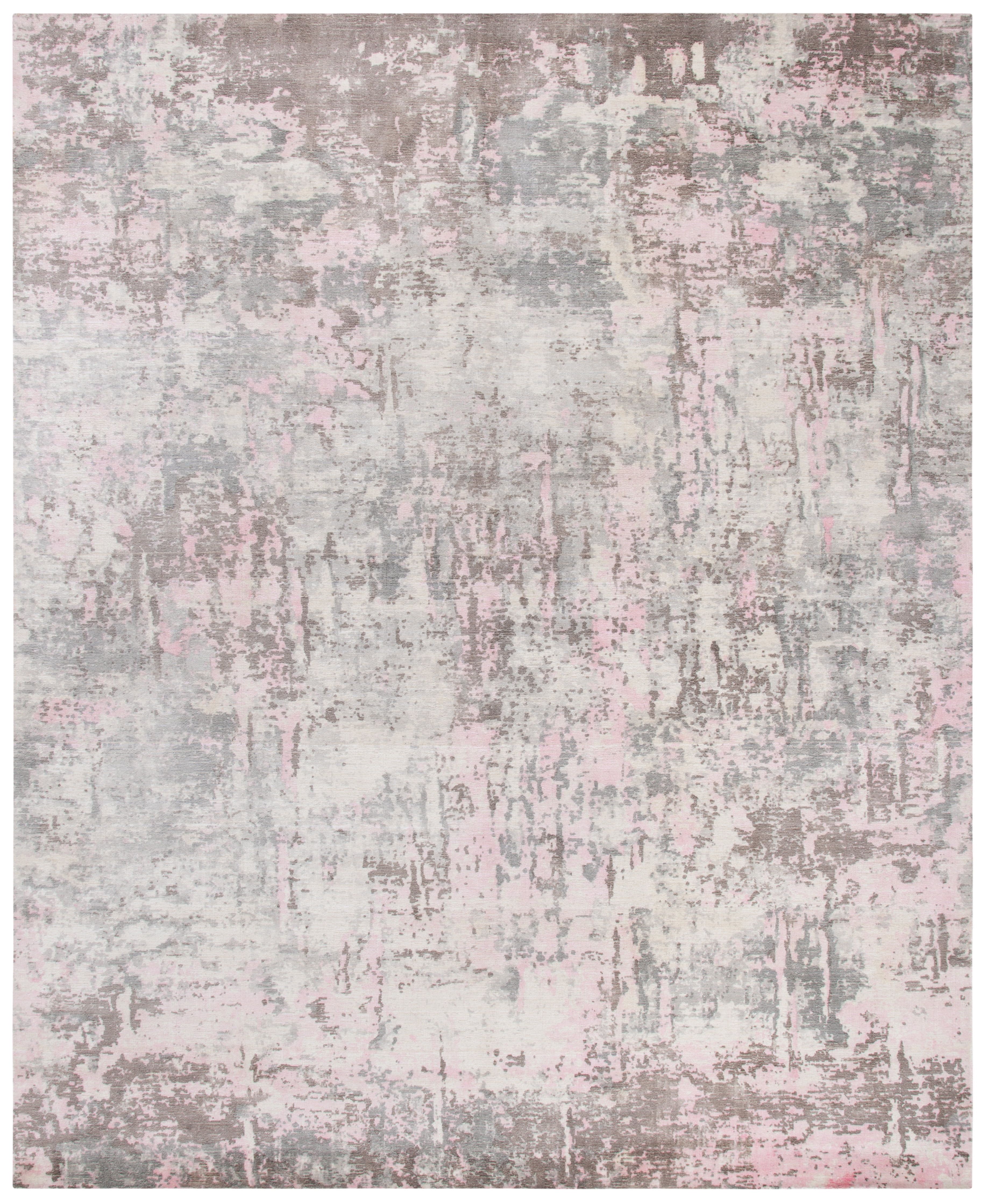 Handmade Abstract Gray Wool & Viscose 6' x 9' Area Rug