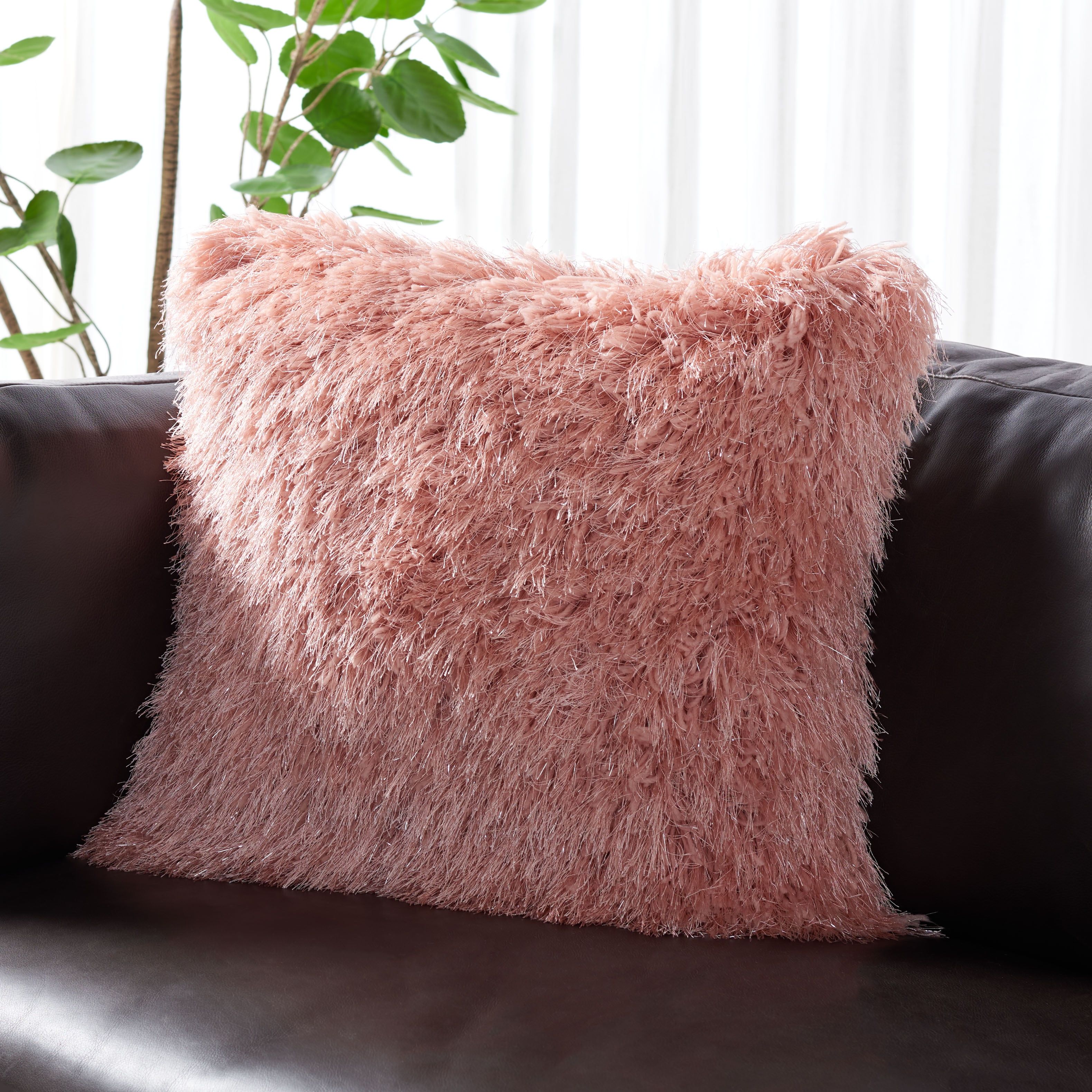 Blush Dusty Pink Feather Fill Square Decorative Pillow