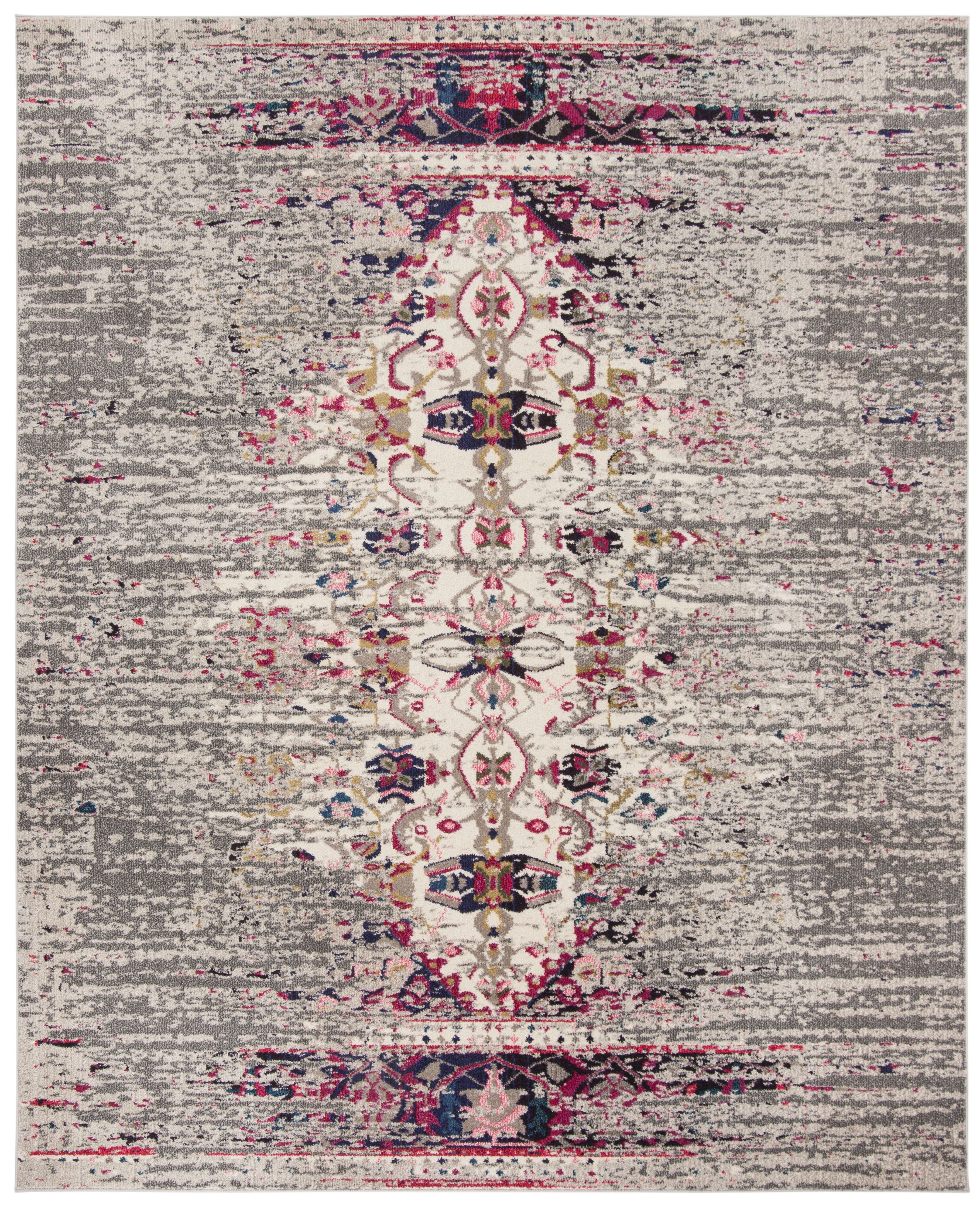 Monaco Grey & Ivory Erased-Weave 68'' Synthetic Area Rug