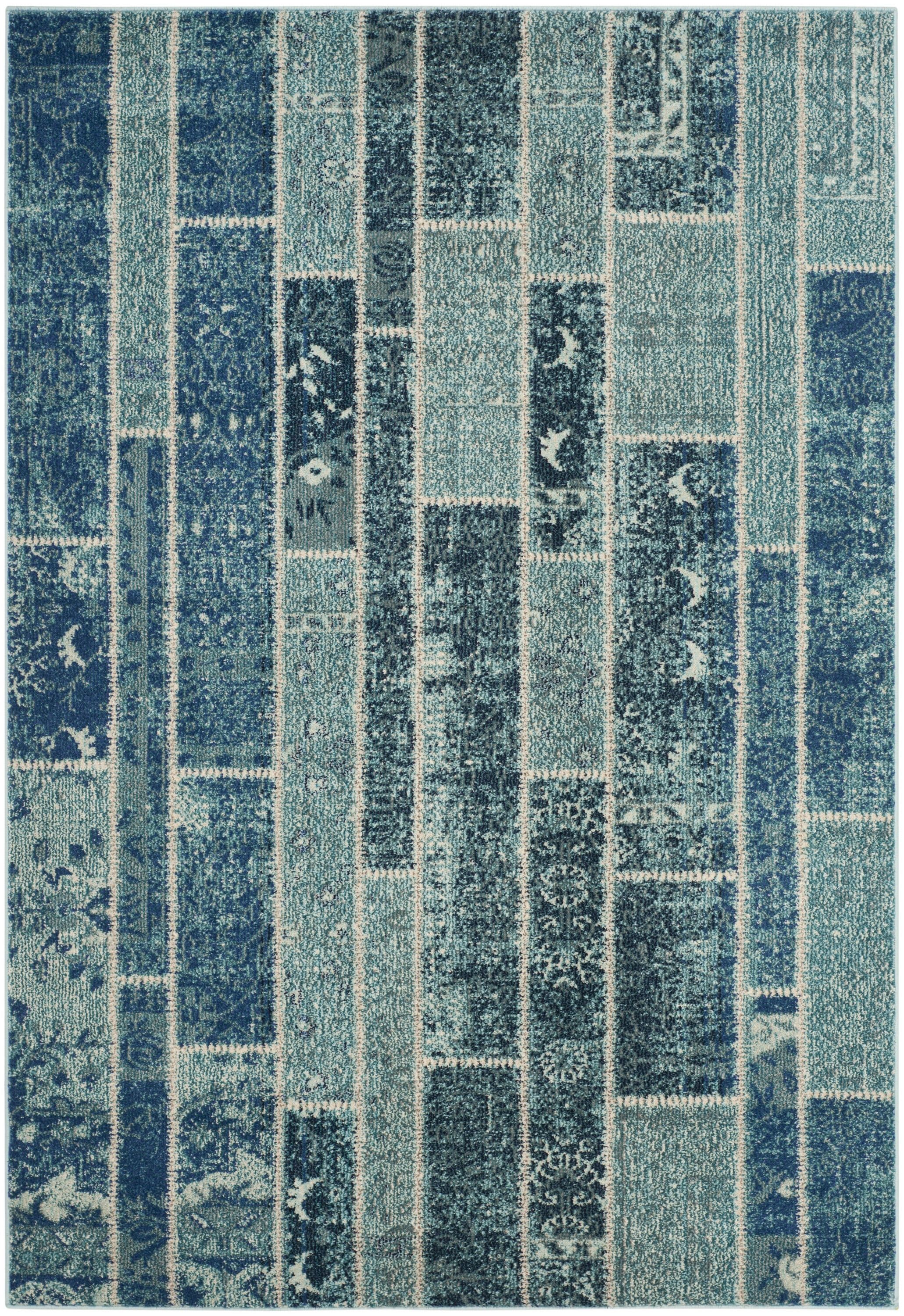 Bohemian Chic Blue Multi Hand-Knotted Synthetic Area Rug 5'1" x 7'7"