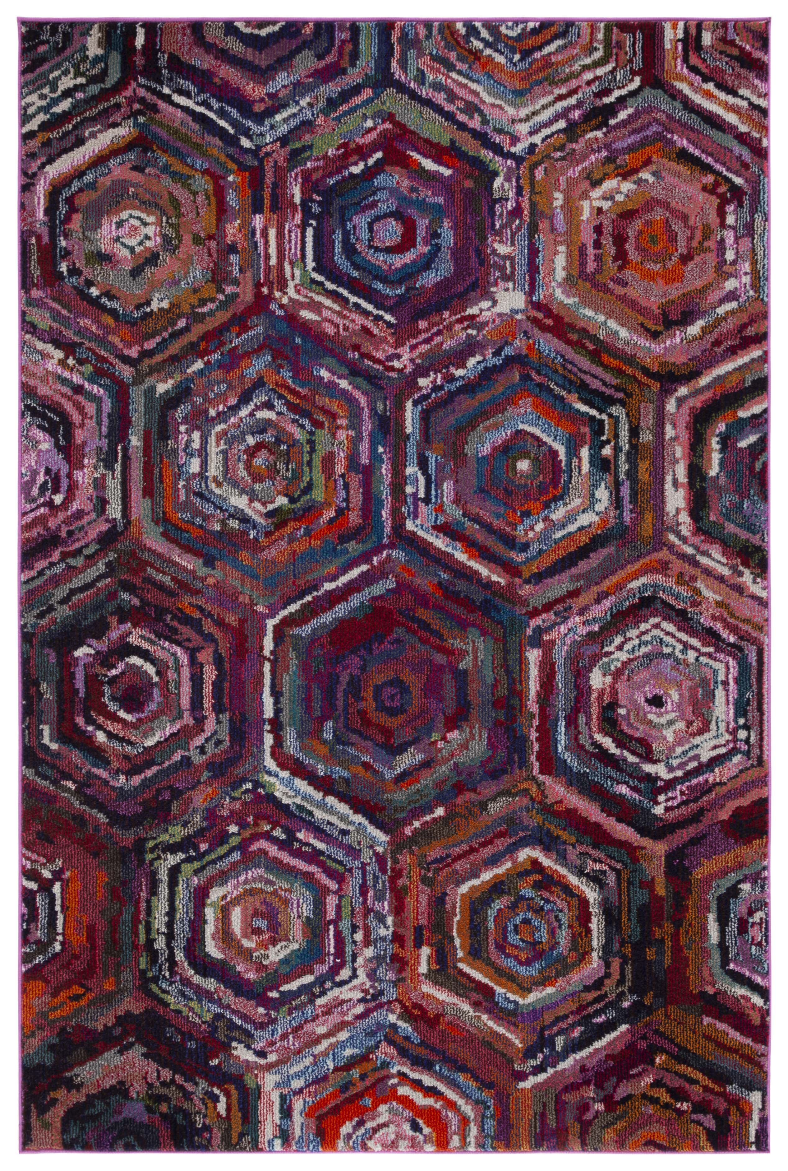 Multicolor Geometric Synthetic Rectangular Area Rug, 79"x5"