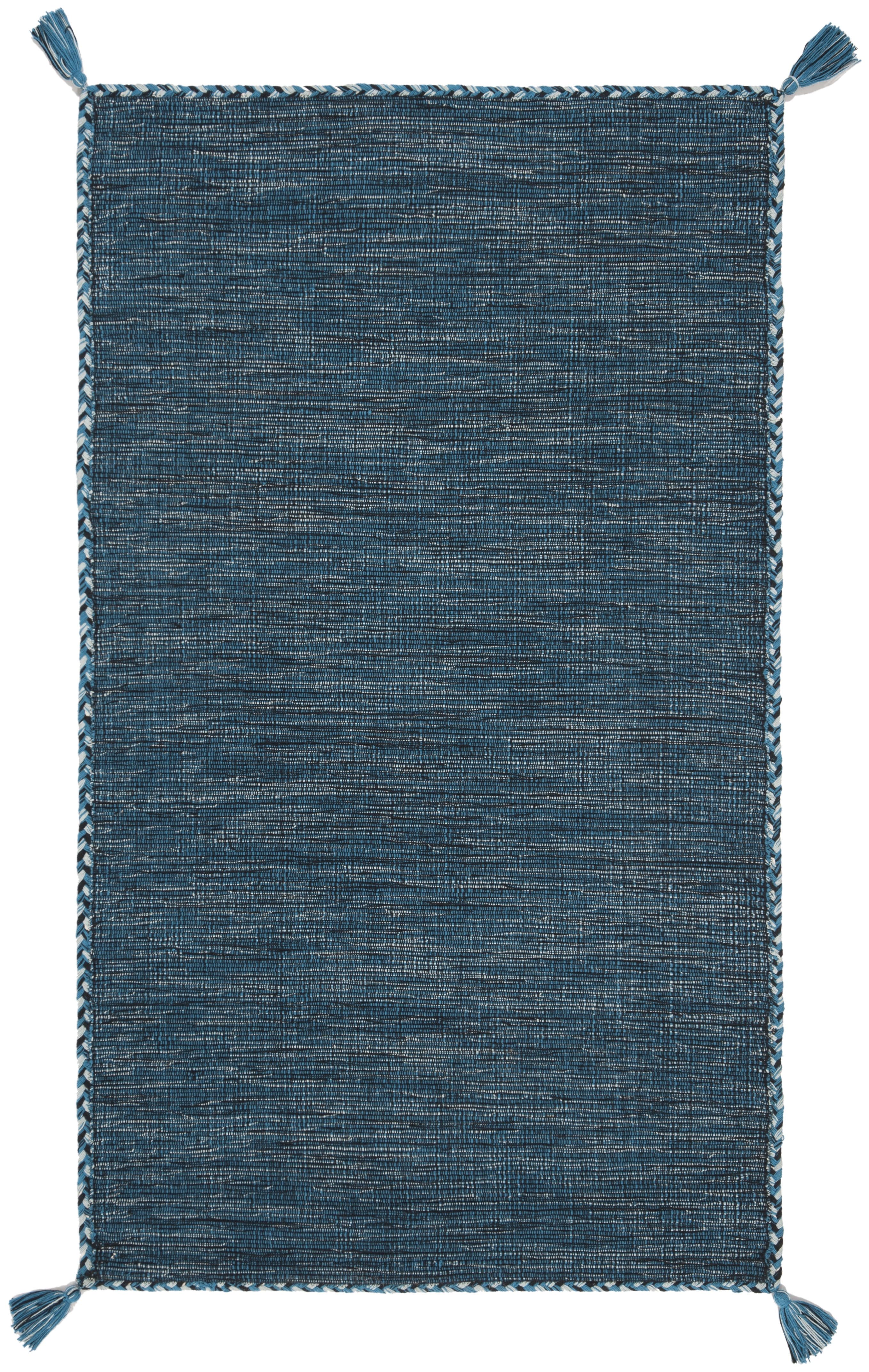 Coastal Charm Handwoven Cotton Blue Flatweave Rug - 2' x 3'
