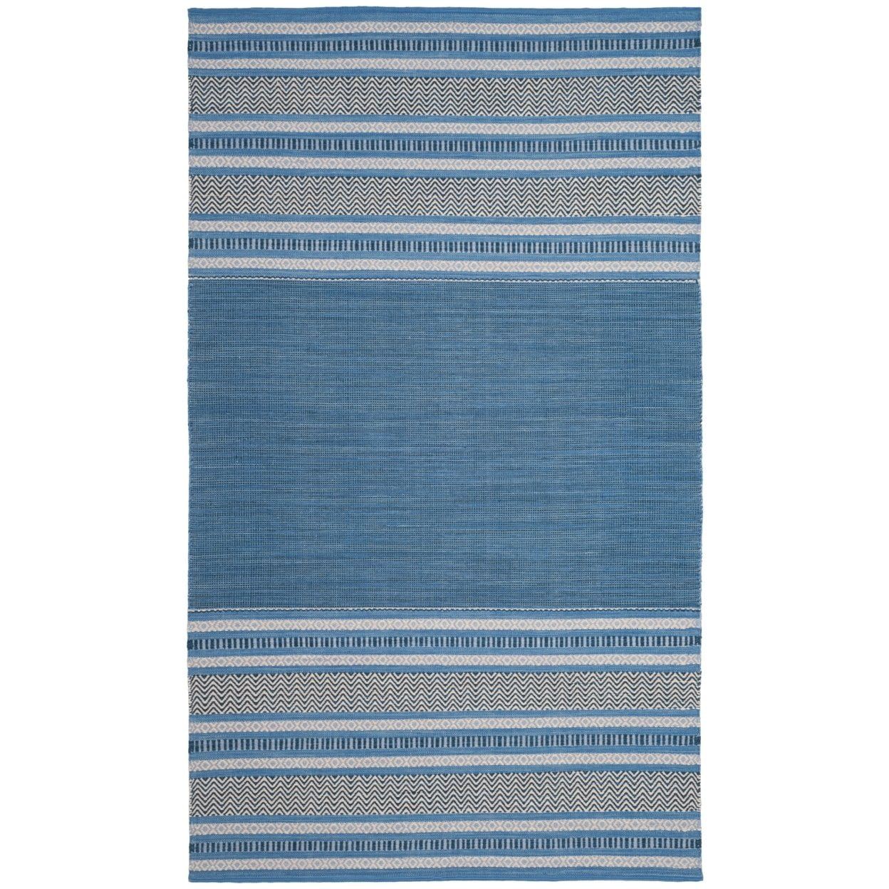 Gray and White Striped Cotton 4' x 6' Handmade Reversible Rug