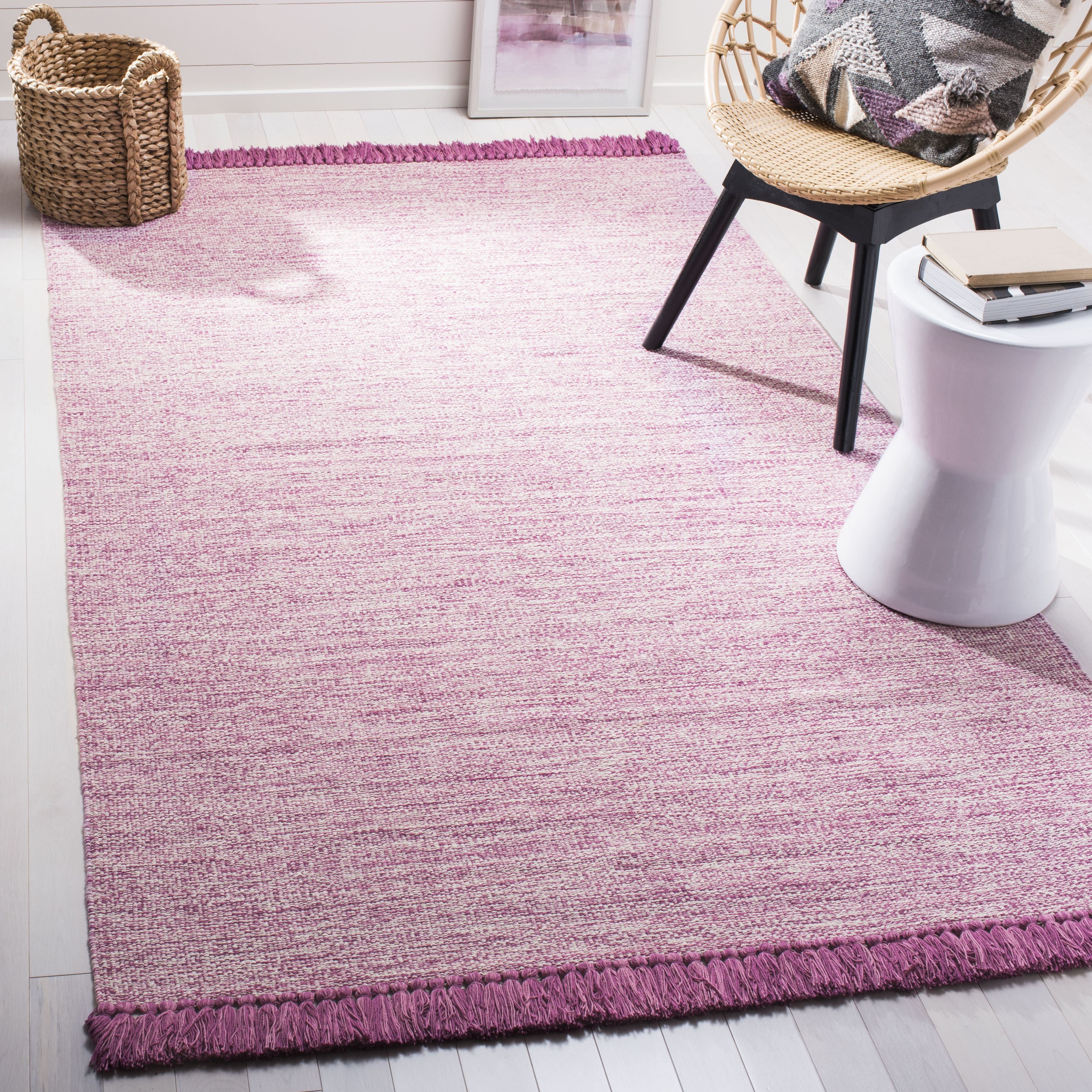 Coastal Charm Pink Cotton Flat-Woven 8' x 10' Area Rug