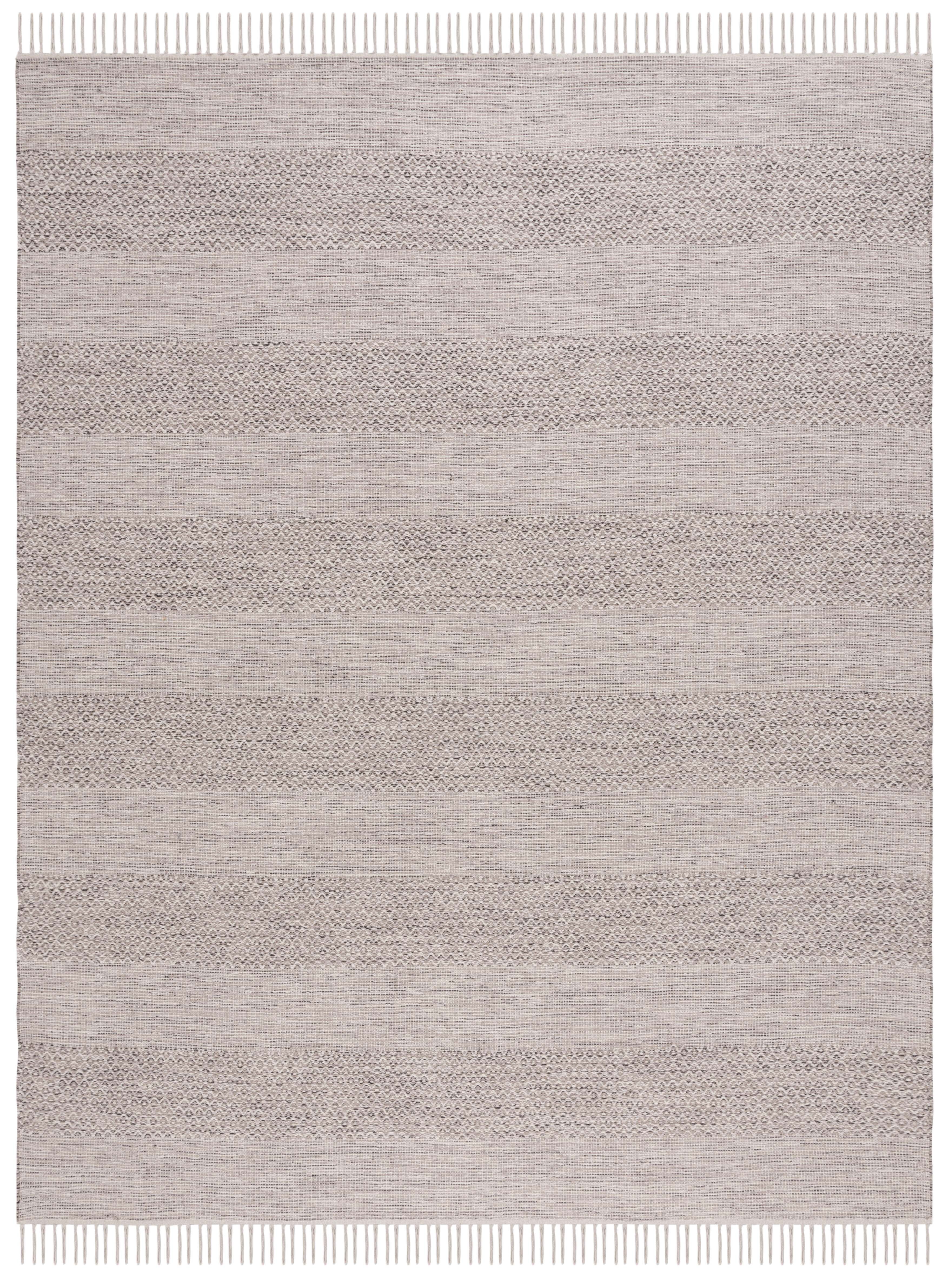 Ivory & Steel Grey Handmade Cotton Geometric Area Rug - 11' x 15'