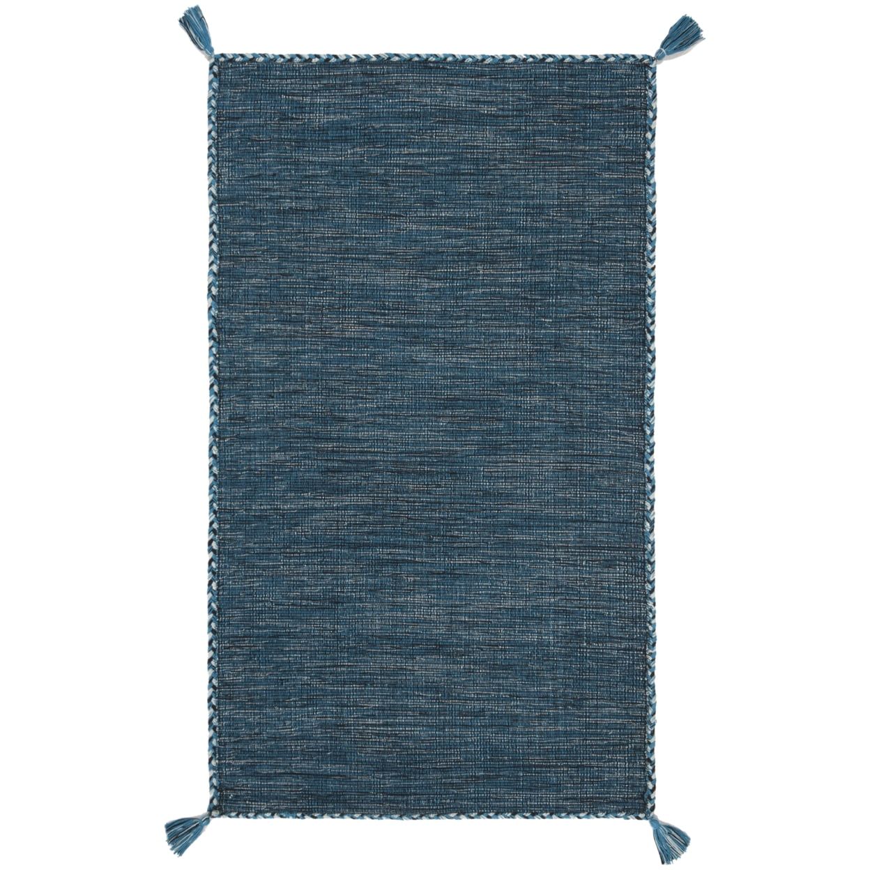 Coastal Charm Handwoven Cotton Blue Flatweave Rug - 2' x 3'