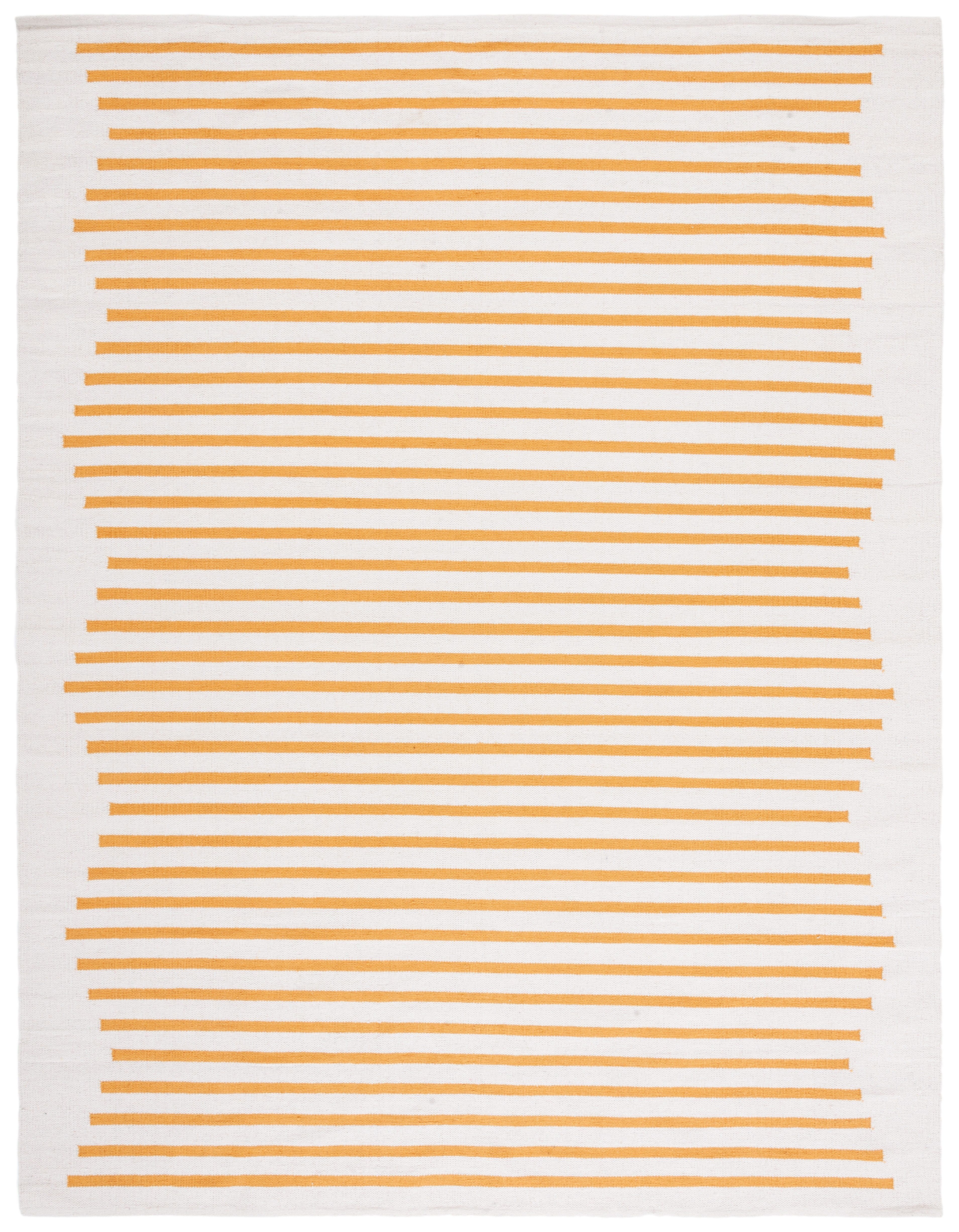 Ivory and Gold Handwoven Cotton 9' x 12' Rug