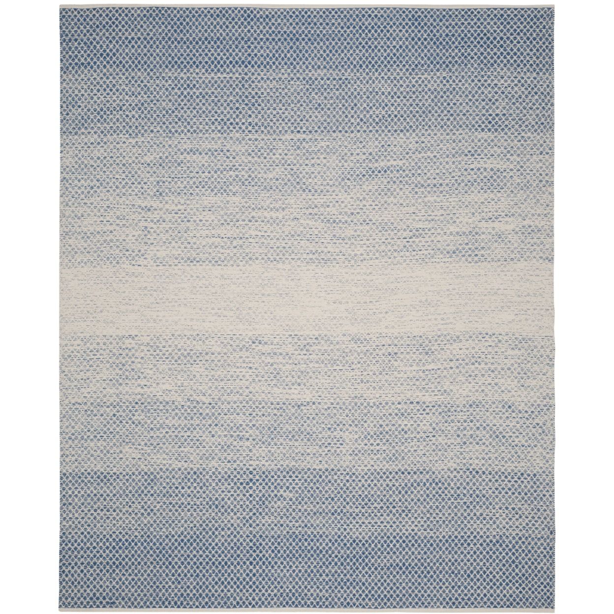 Montauk Blue and Ivory Flat Woven Cotton Area Rug, 11' x 15'