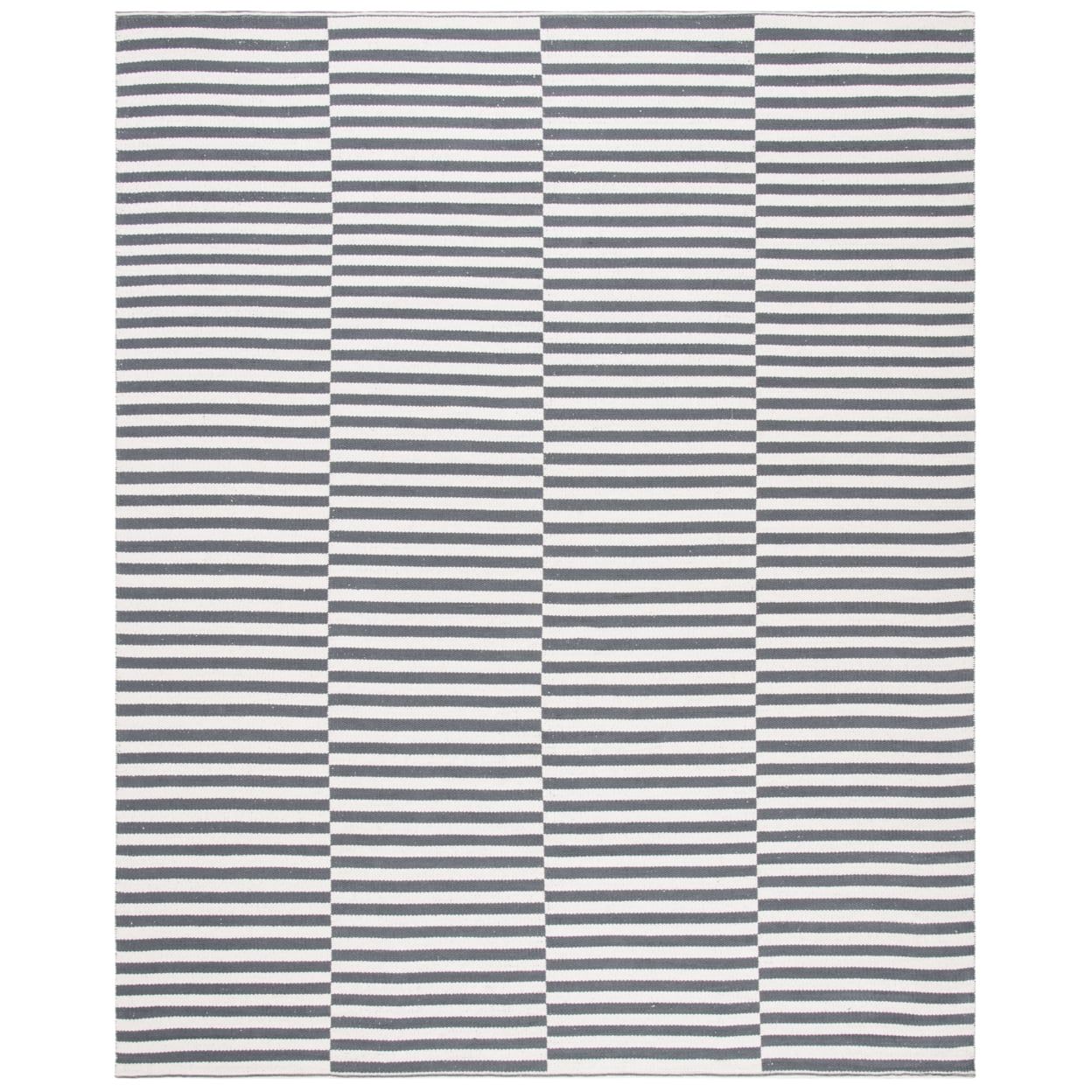 Gray and Ivory Handwoven Cotton 10' x 14' Rug
