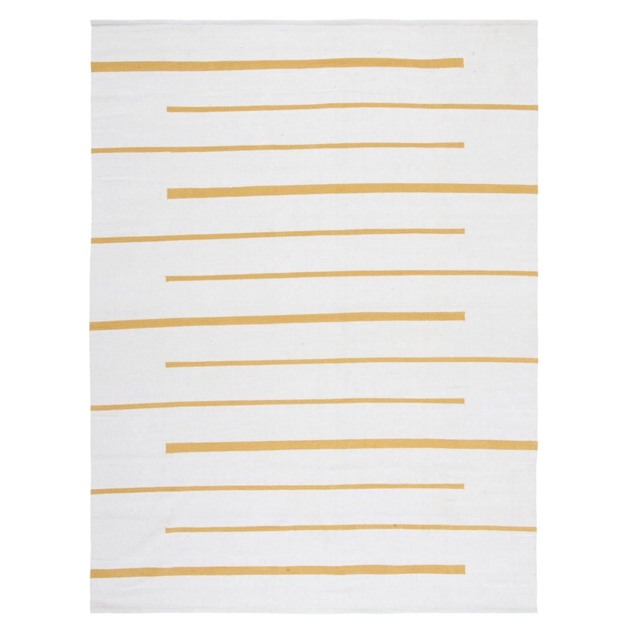 Handwoven Ivory and Gold Cotton Round Area Rug, 6' x 6'