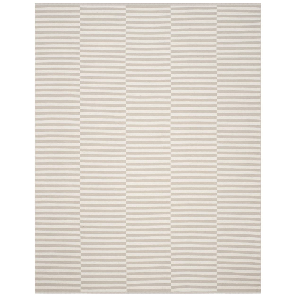 Ivory and Light Grey Striped Cotton 5' x 7' Handmade Reversible Rug