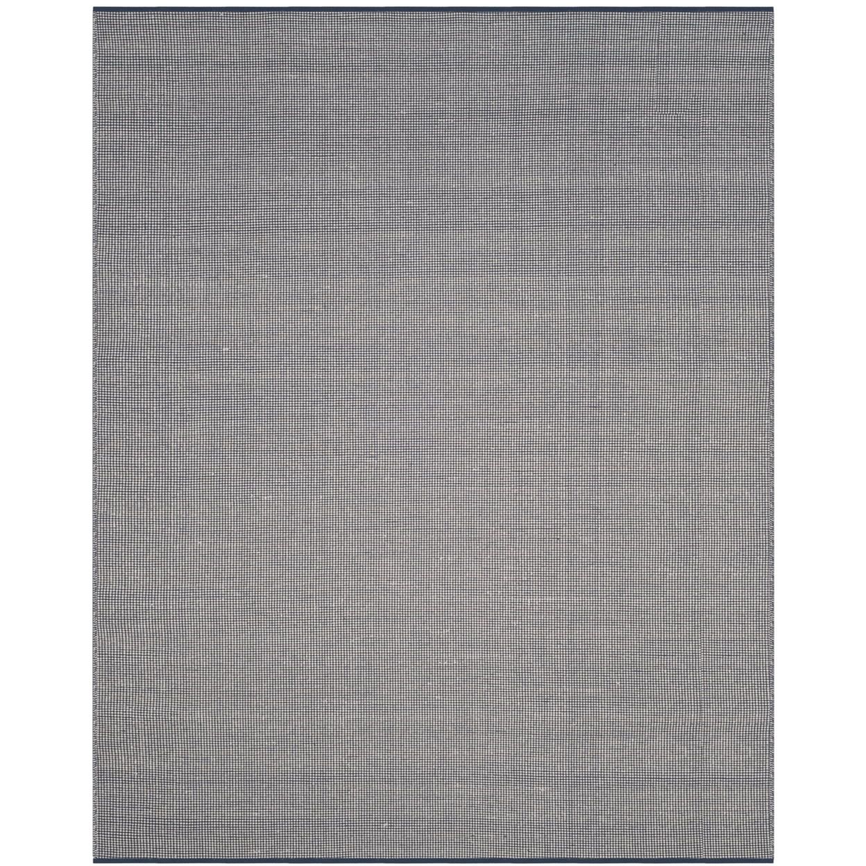 Ivory and Navy Hand-Woven Cotton Wool Blend Runner Rug, 2'3" x 6'0"