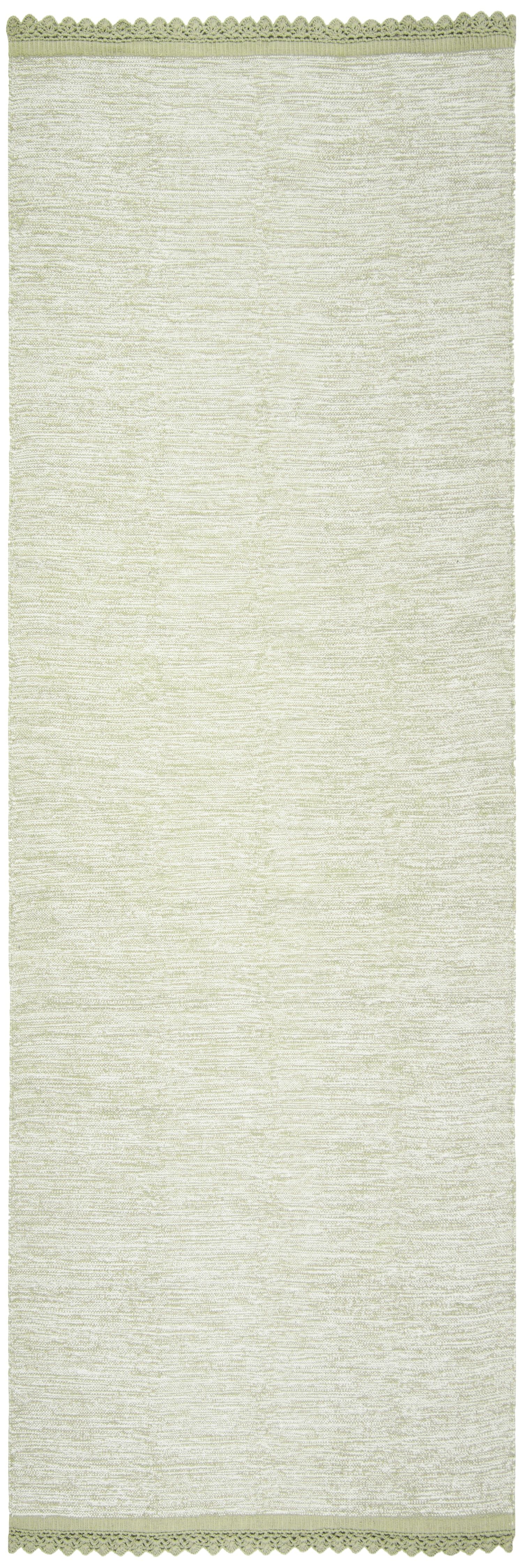 Coastal Charm Hand-Woven Green Cotton & Wool 27" Runner Rug