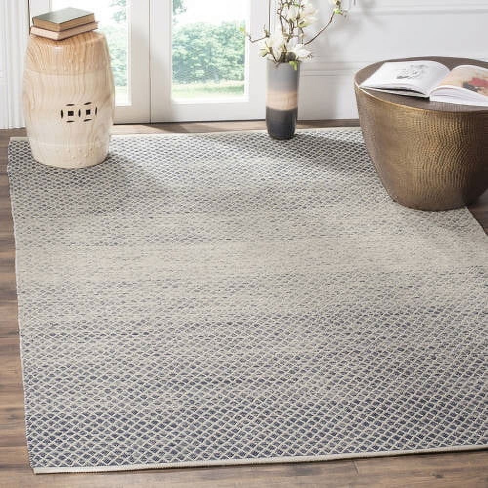 Navy/Ivory 6' x 9' Handmade Cotton-Blend Flat Woven Reversible Rug