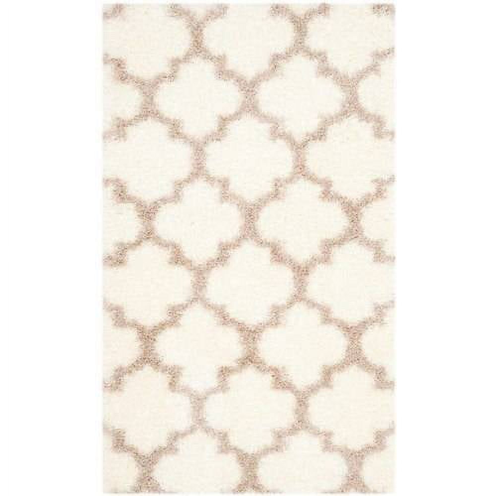 Ivory Beige Luxe Shag 4'x6' Synthetic Easy Care Area Rug