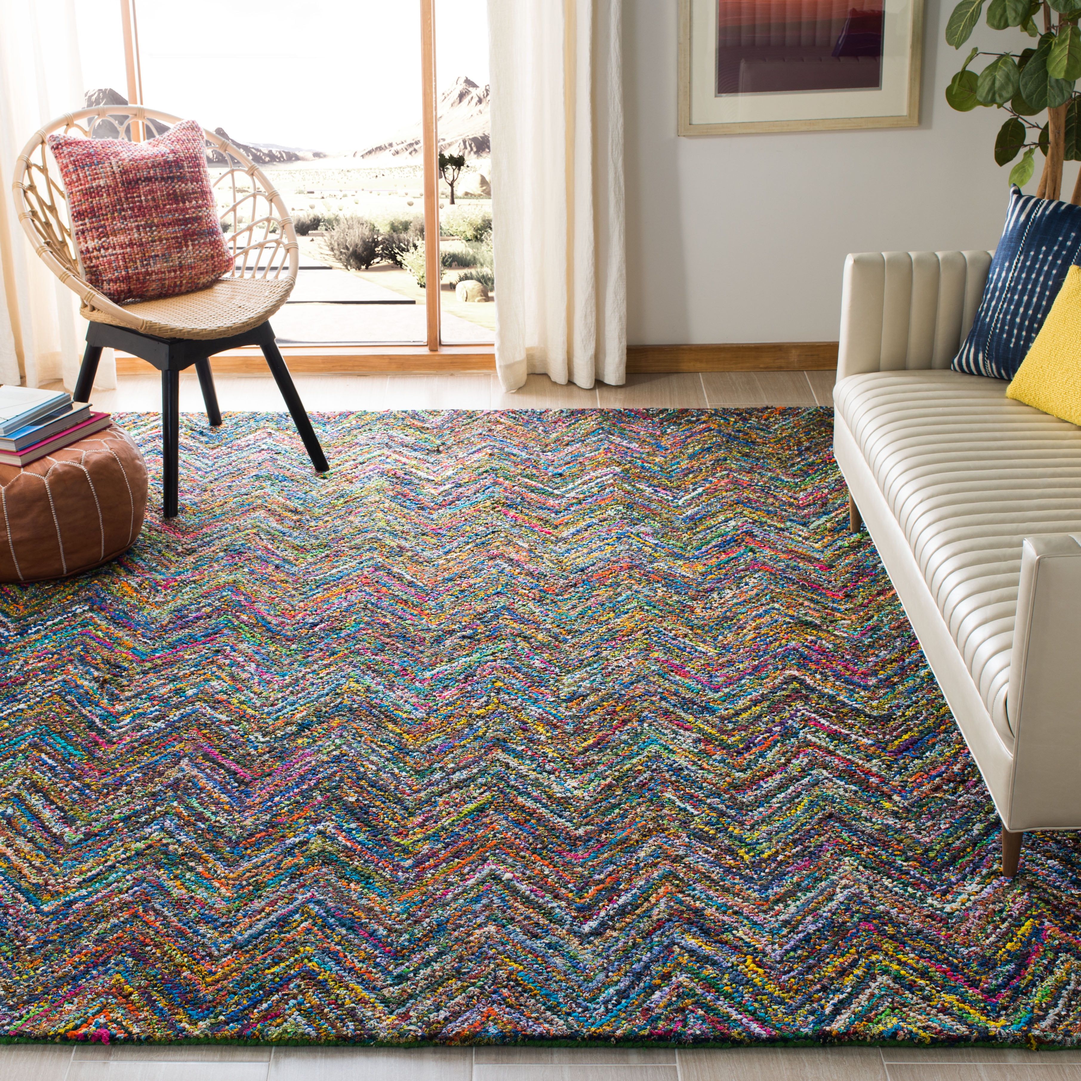 Nantucket 11' x 15' Blue/Multi Hand-Tufted Cotton Area Rug