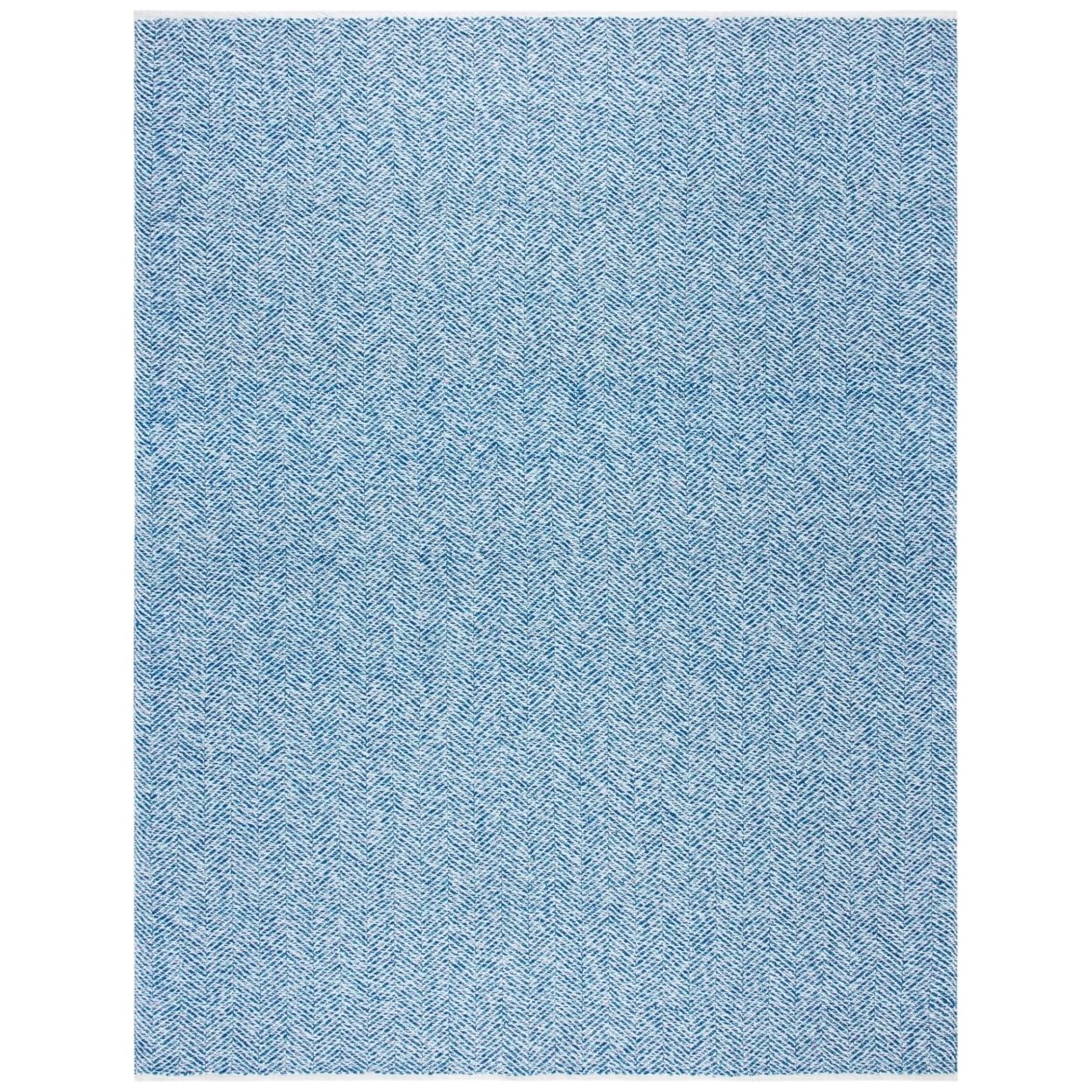 Handmade Blue Cotton and Synthetic Tufted Reversible Rug, 9' x 12'