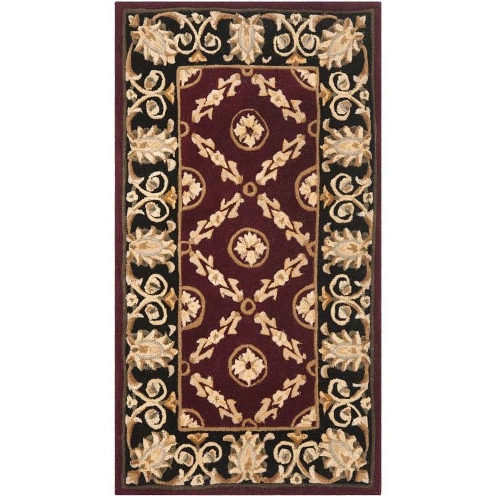 Hand-Tufted Burgundy and Black Wool Area Rug, 2'6" x 4'6"