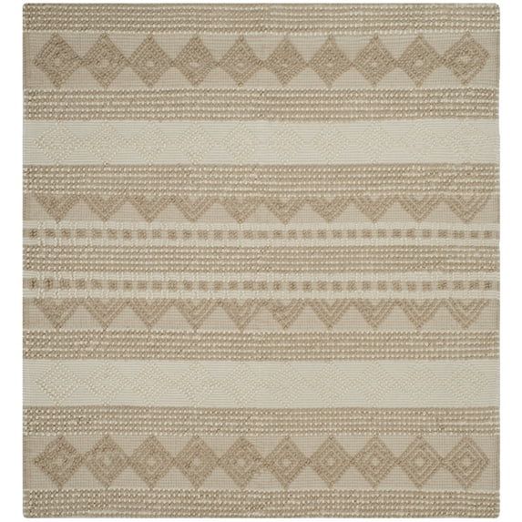 Hand-Tufted Ivory Wool Square Rug with Artisan Textures