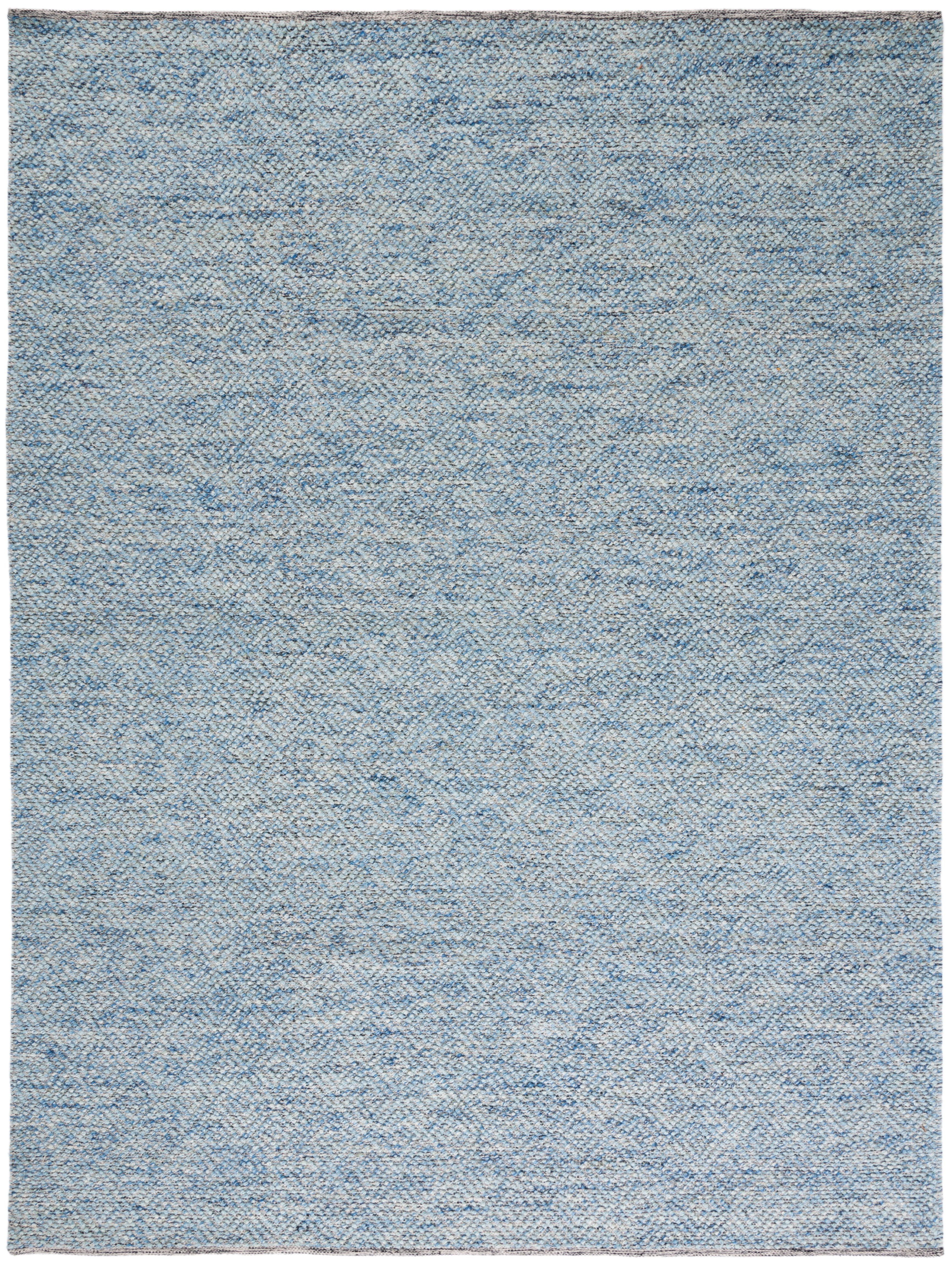 Handmade Blue Wool Rectangular Braided Area Rug, 12' x 15'