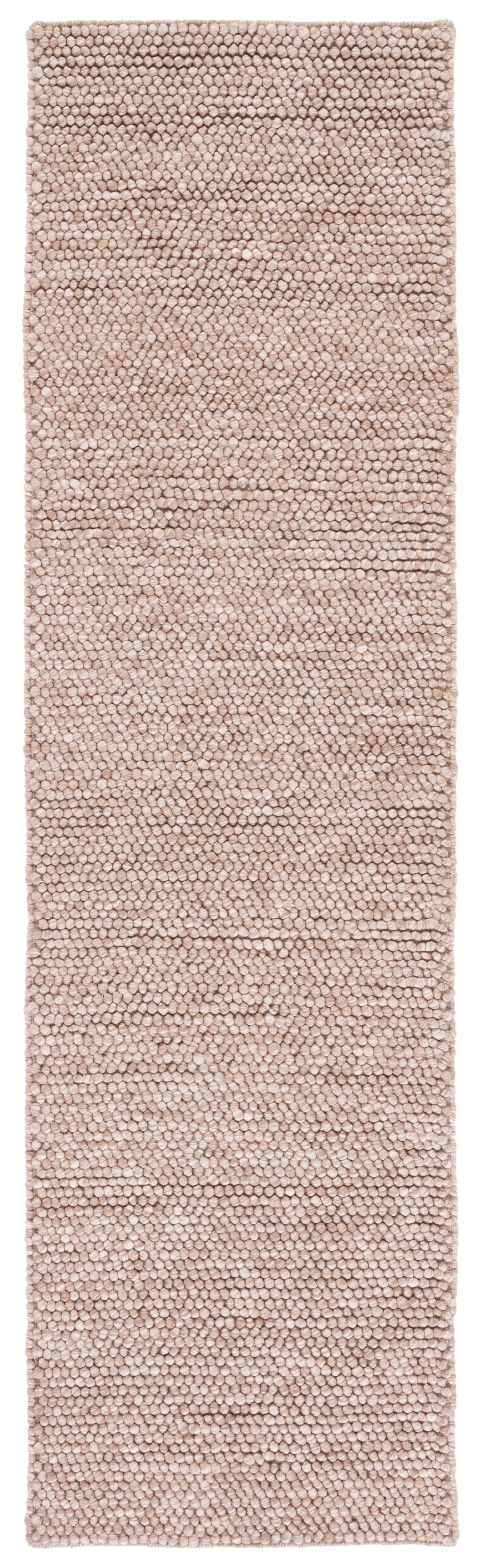 Brown Handwoven Wool Runner Rug with Textured Design