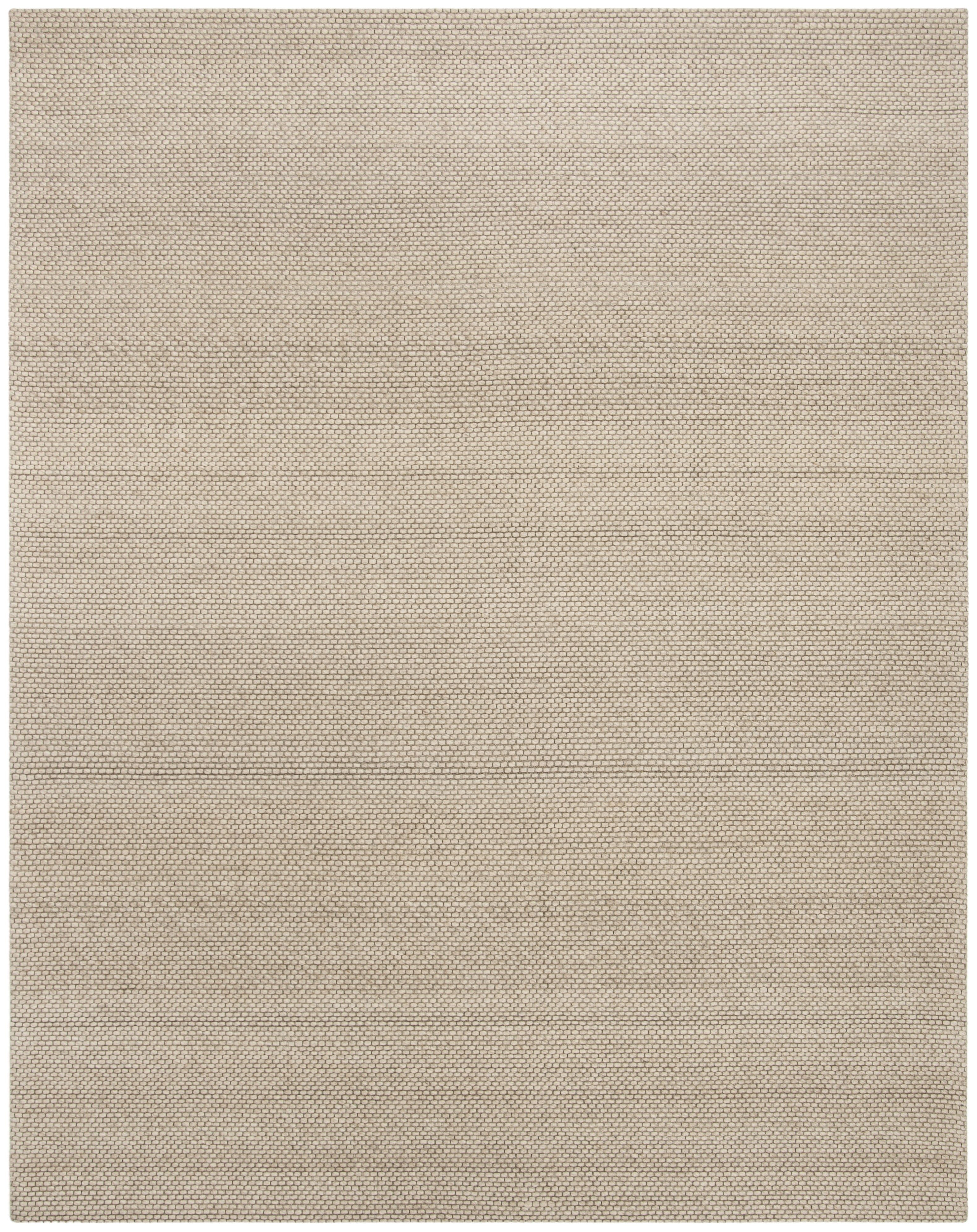 Beige 9' x 12' Handmade Wool and Synthetic Area Rug