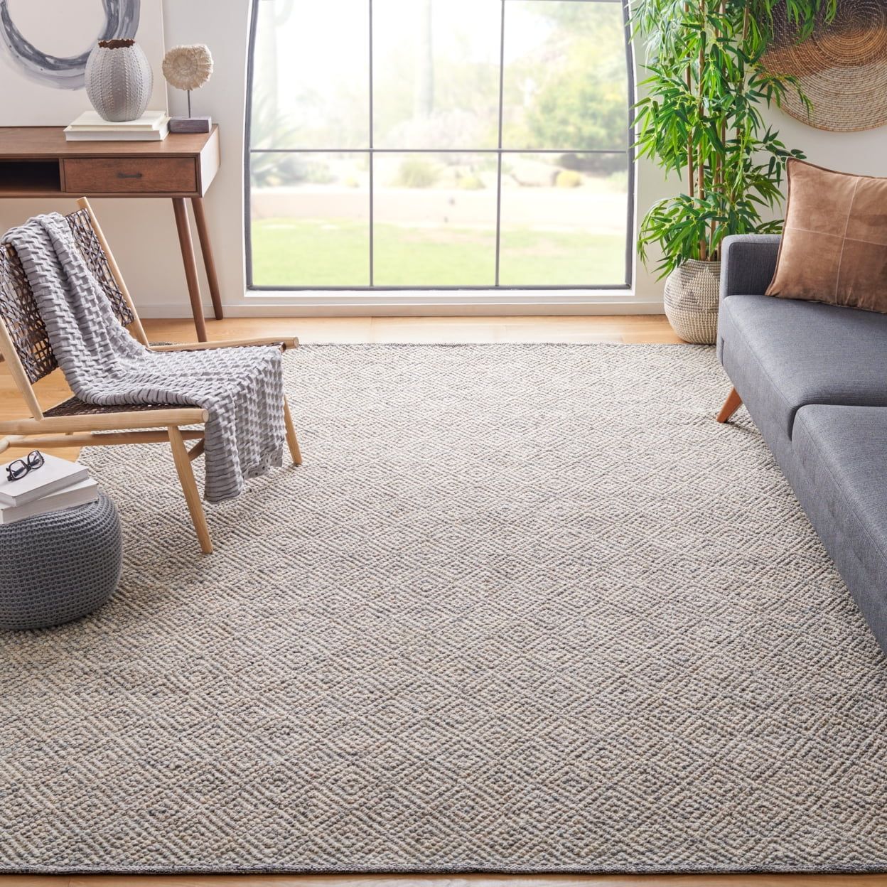 SAFAVIEH Natura Eanna Geometric Area Rug, Camel/Grey, 12' x 15'