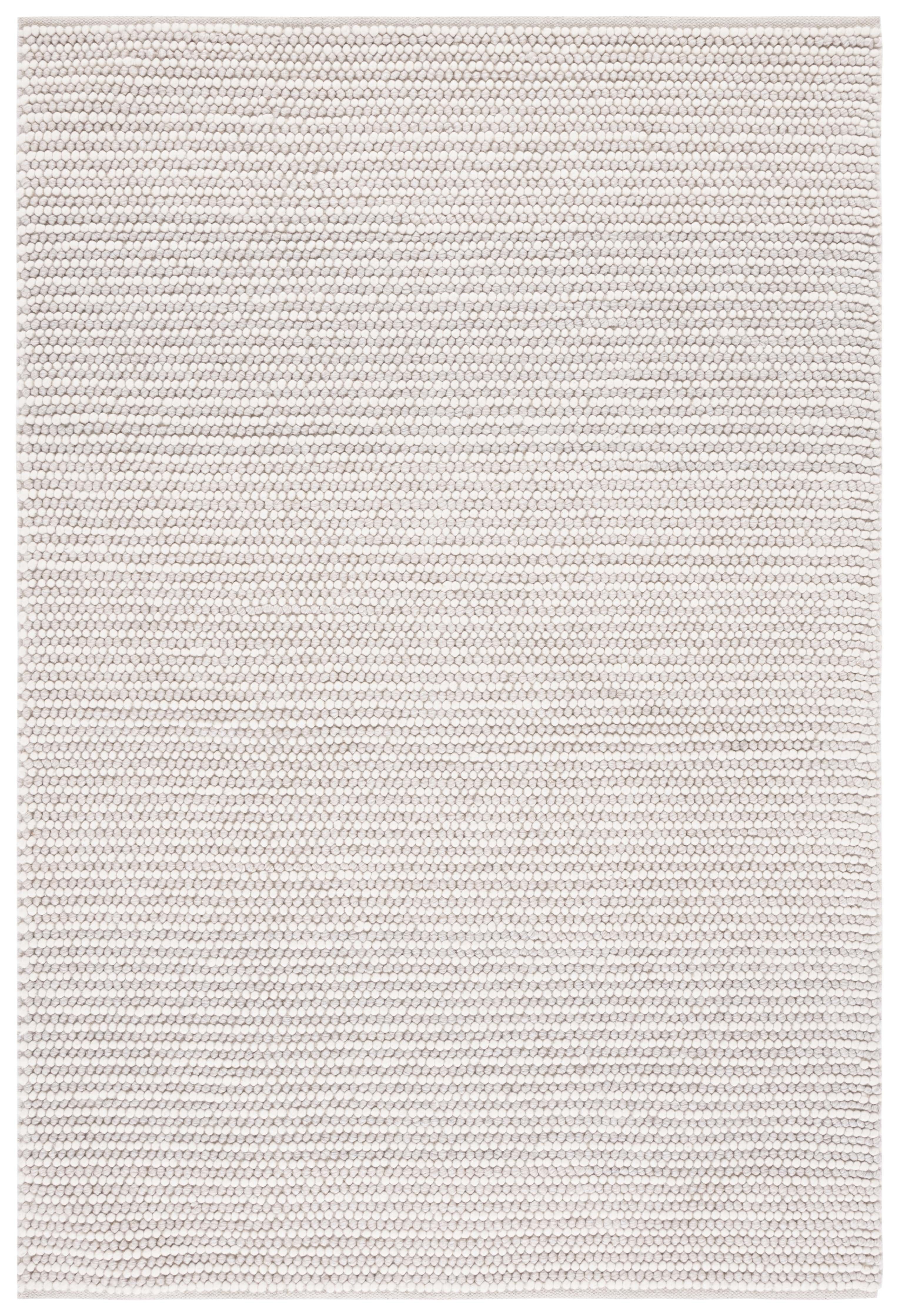 Ivory Beige Round Flat Woven Wool Handmade Rug